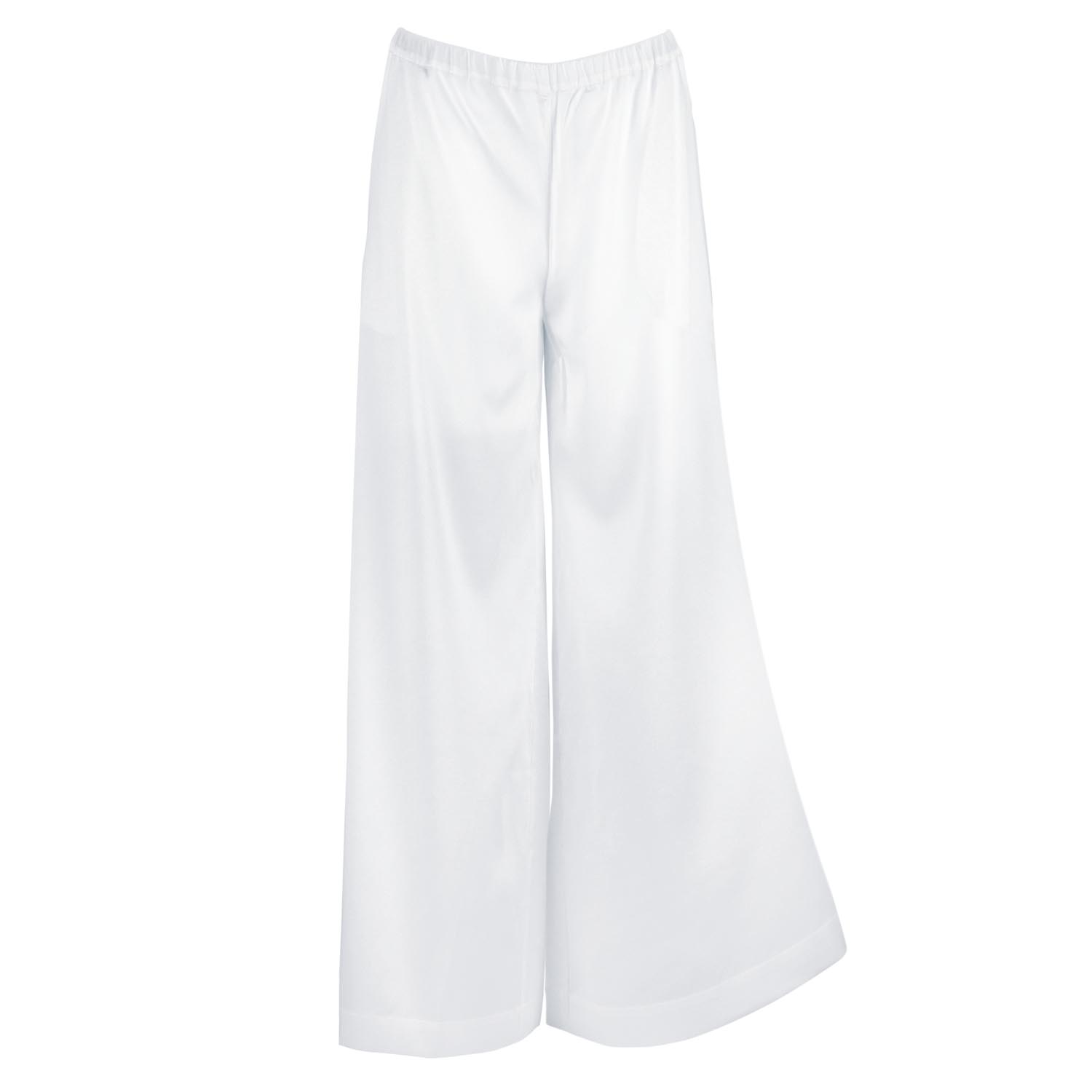 Women’s Flowy Silk Pants Leto In Milk White Large Alas