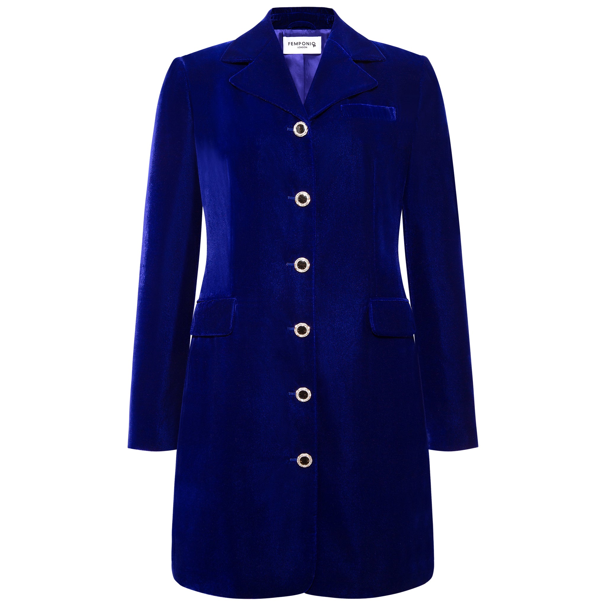 Women’s Velvet Tailored Blazer Dress - Royal Blue Large Femponiq