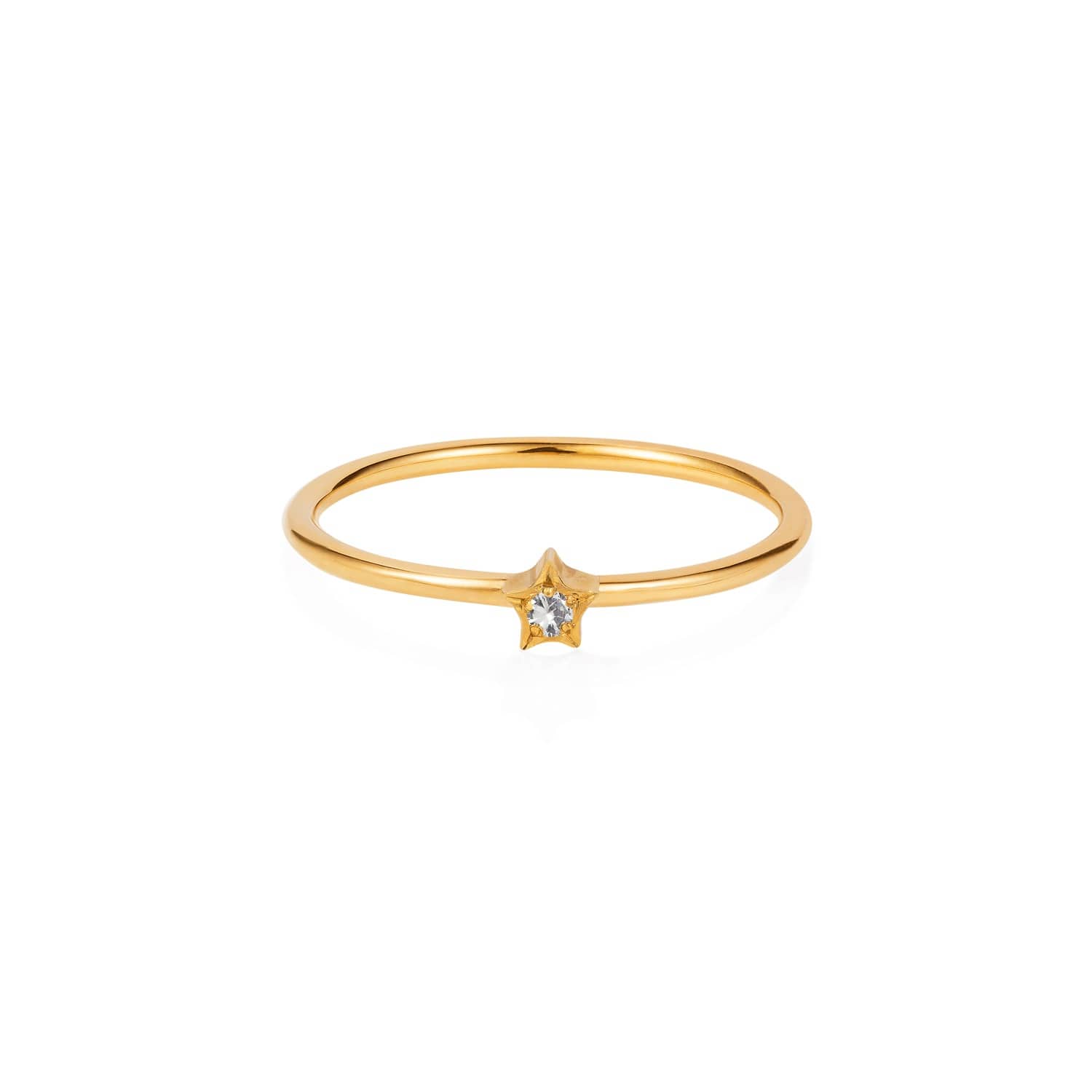 Tiny Star Ring White Sapphire Gold Lee Renee Wolf Badger
