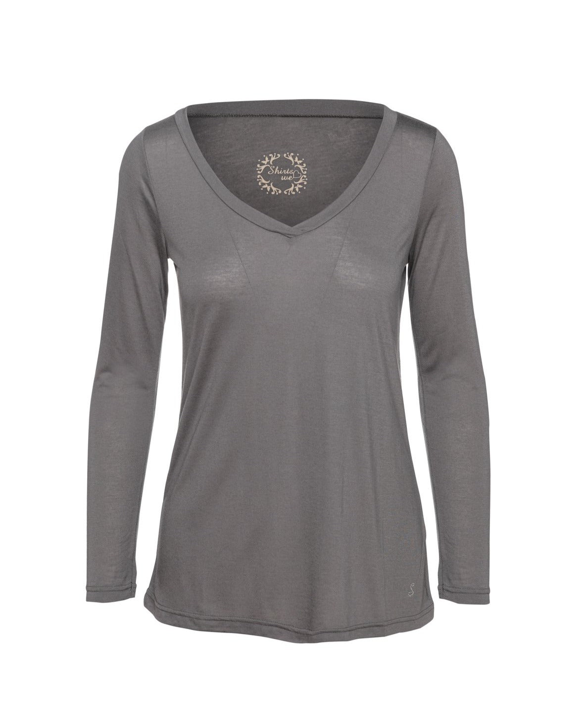 Women’s Dark Grey V Neck Top By Swl Medium Conquista