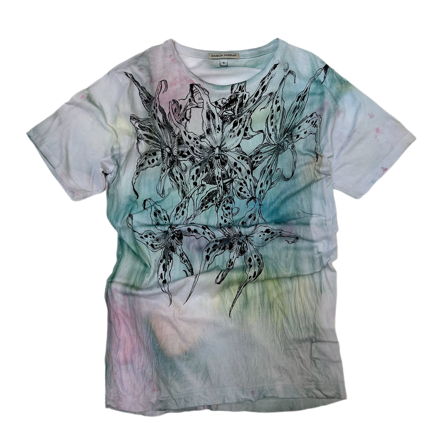 Simeon Farrar Men's  Lily Paint Wash T-shirt In Black/white