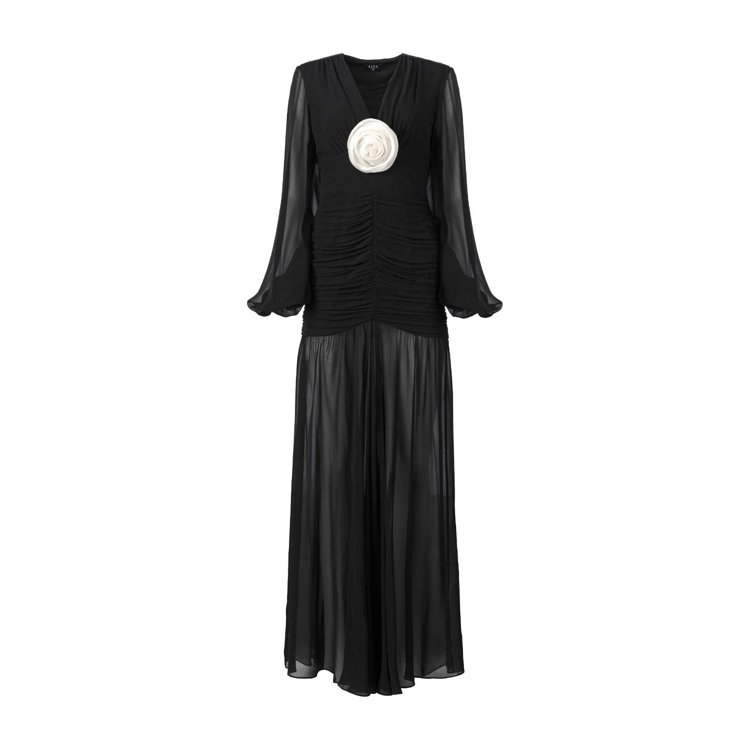 Lita Couture Women's Ruched Maxi Dress In Black In Black