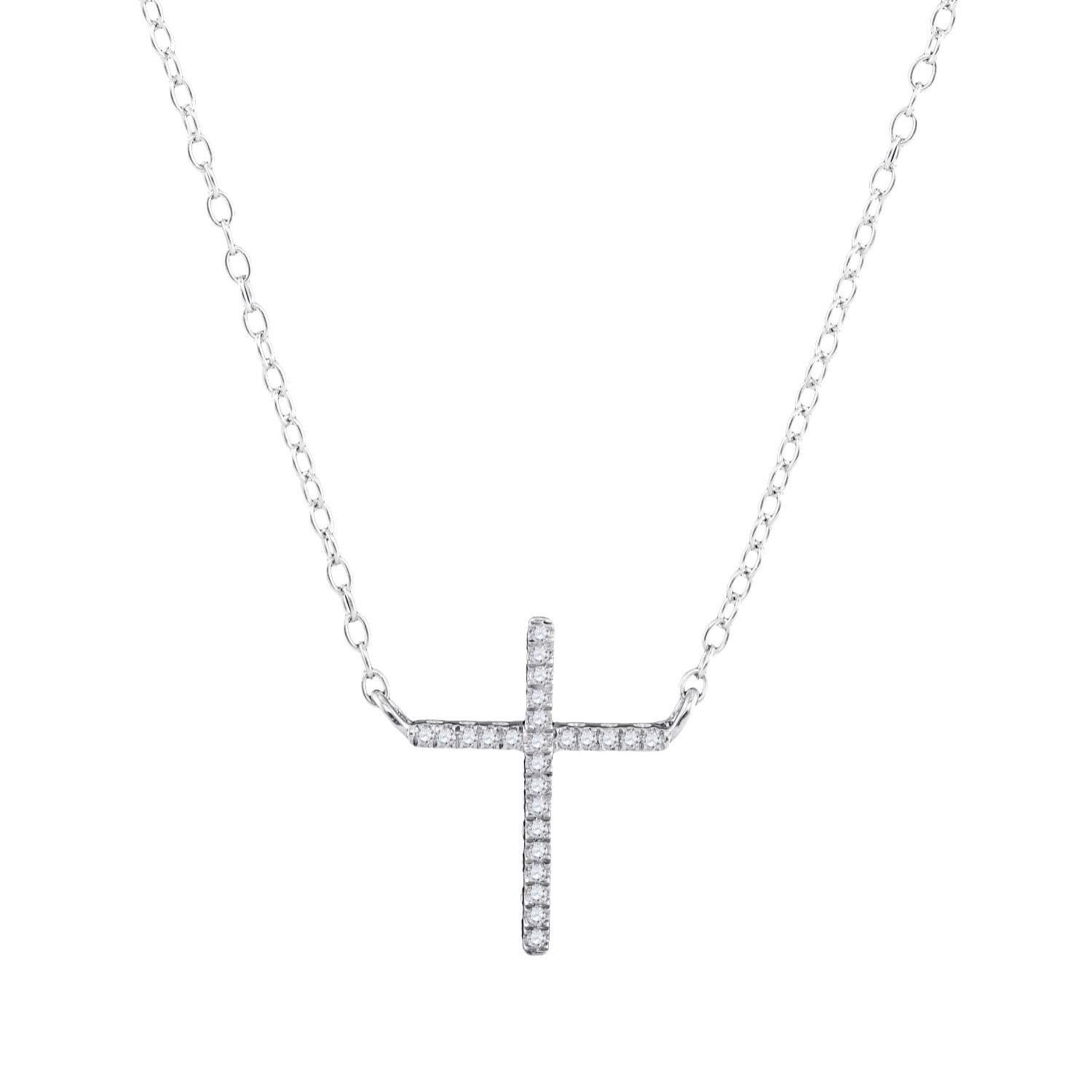 Women’s Diamond Cross Necklace In 10K White Gold Cosanuova