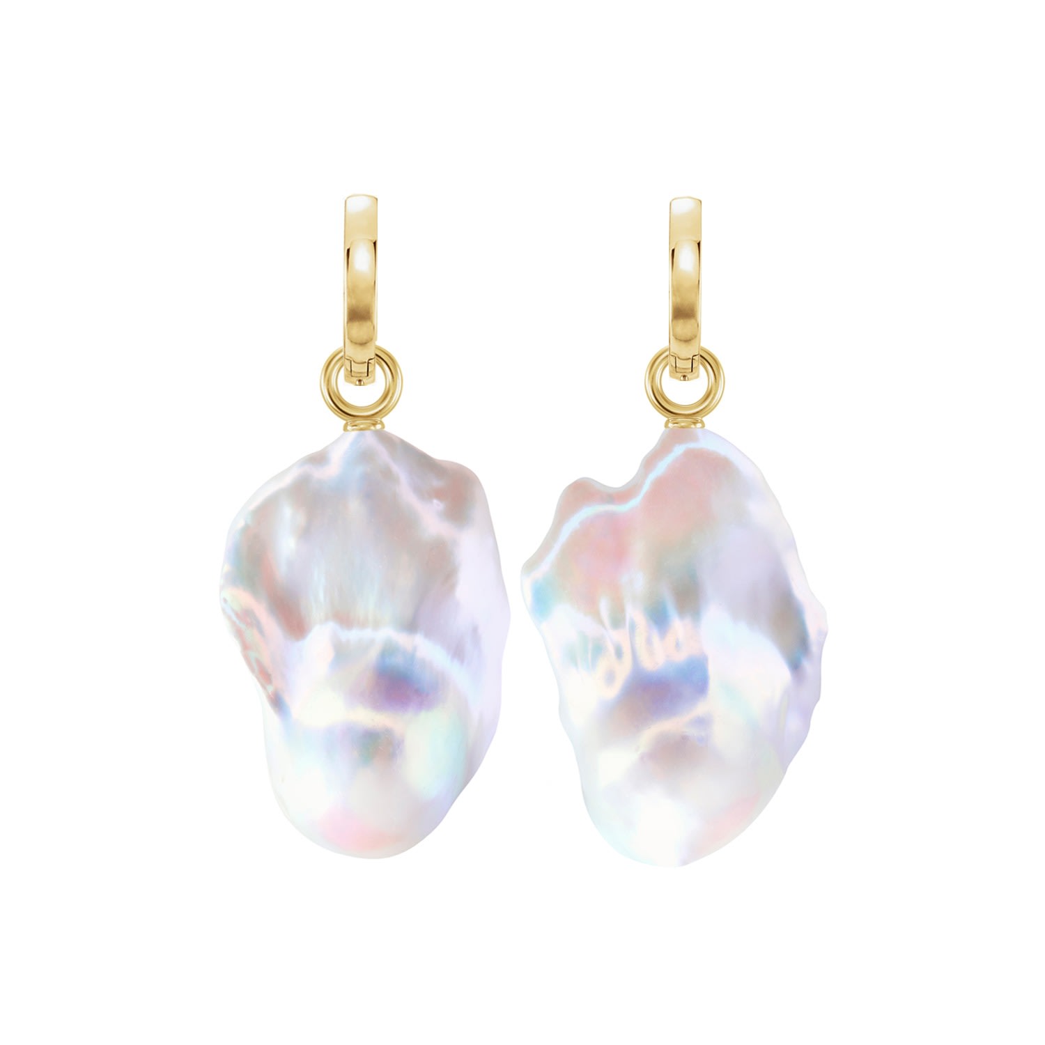 Ora Pearls Women's Gold / White Xxl Nebula Pearl Hoop Earrings - Solid 14ct Gold In Multi