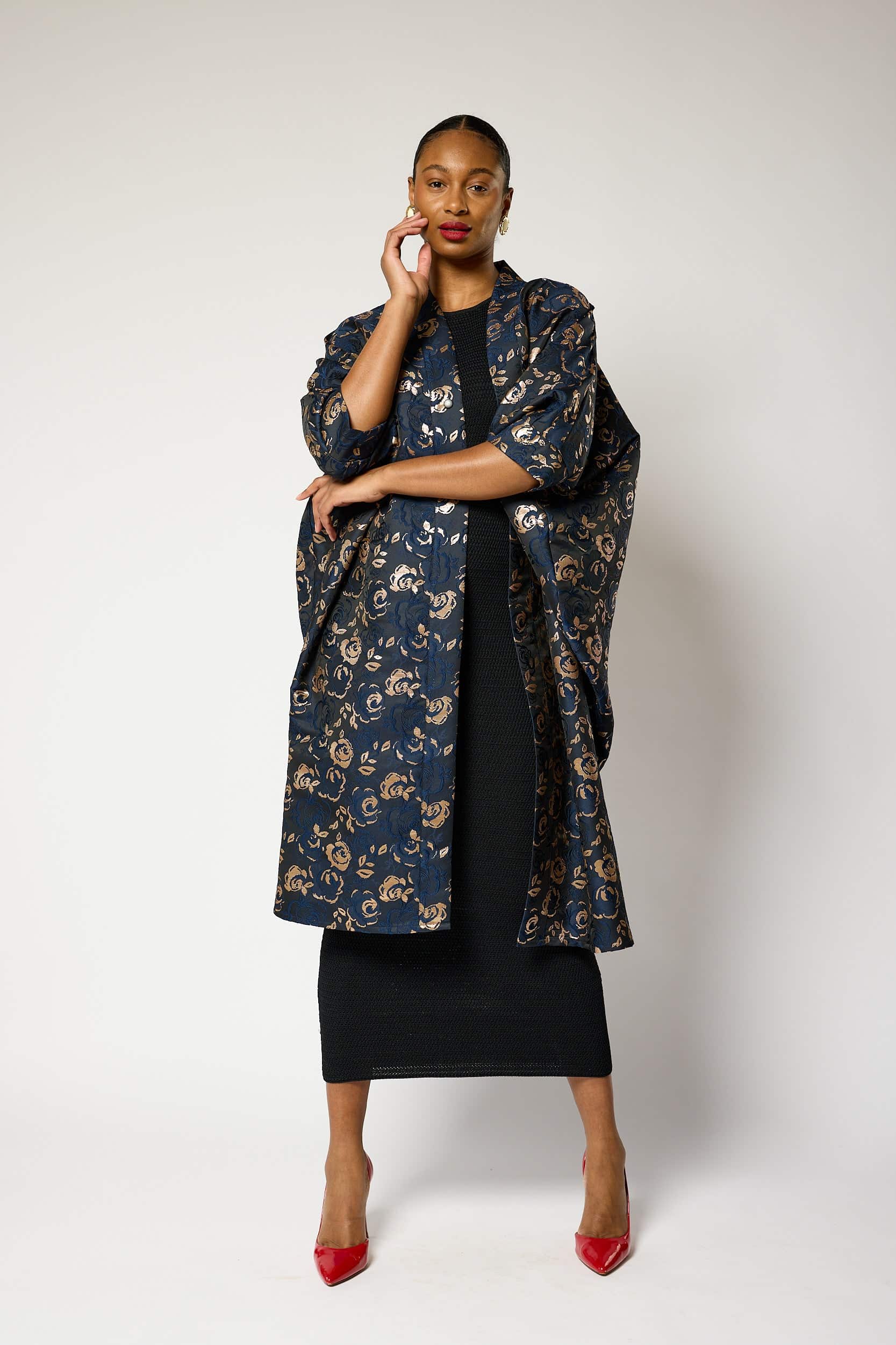 Regal Azure Blossom Kimono Jacket | Lioness by TF | Wolf & Badger