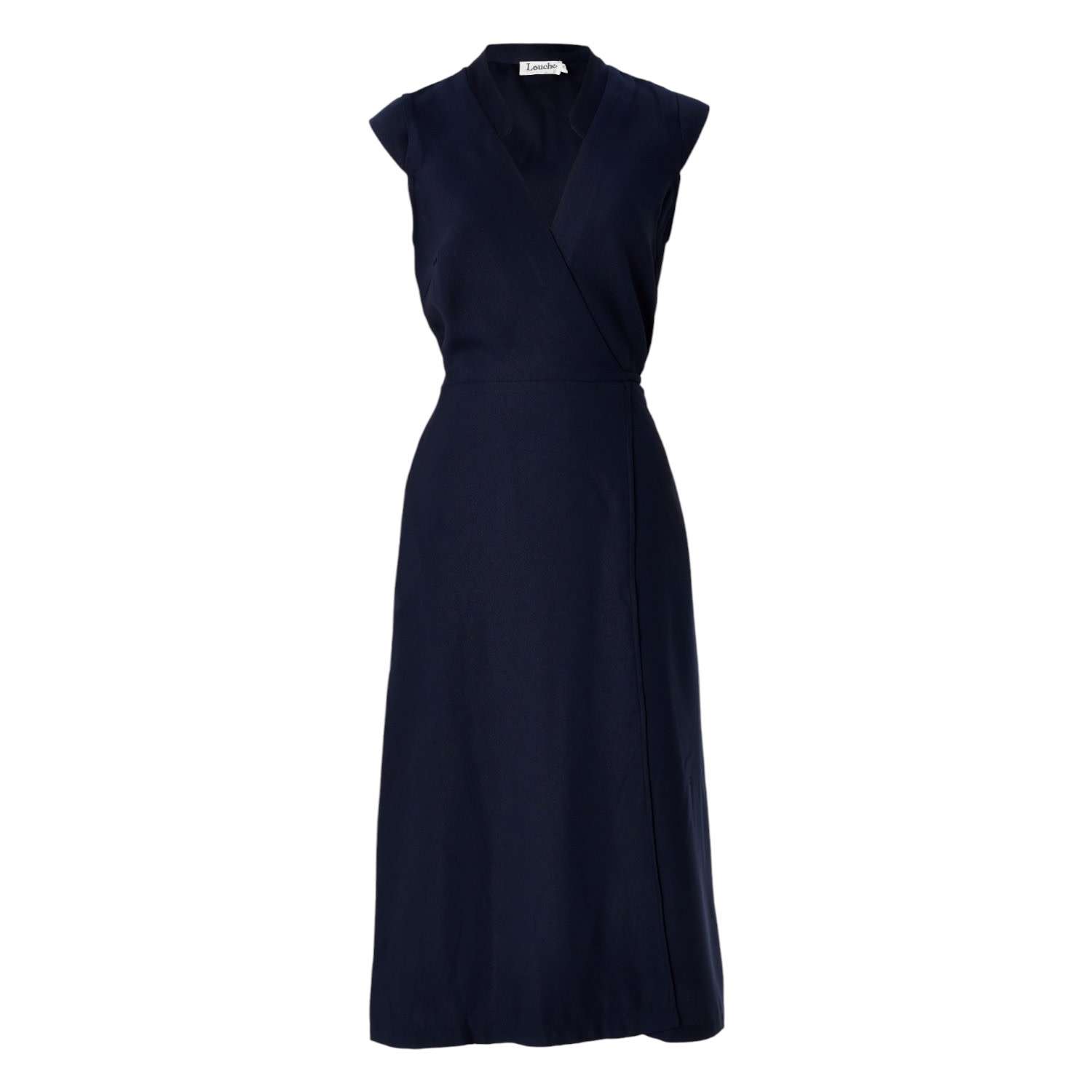 Louche Women's Blue Urbain Satin Back Crepe Wrap Midi Dress - Navy In Blue