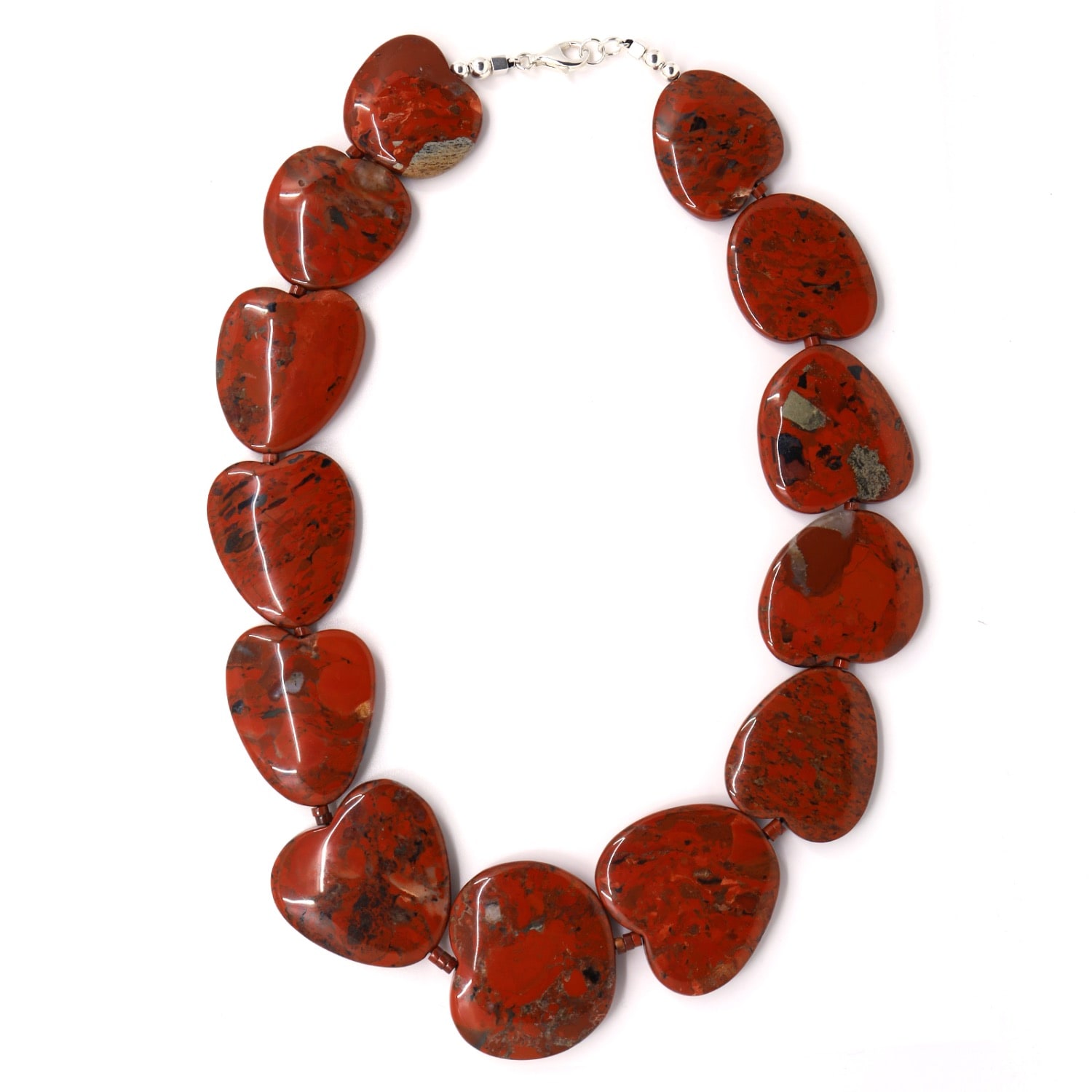 Shar Oke Women's Red / Silver Australian Heart Shaped Cape Jasper Necklace In Multi