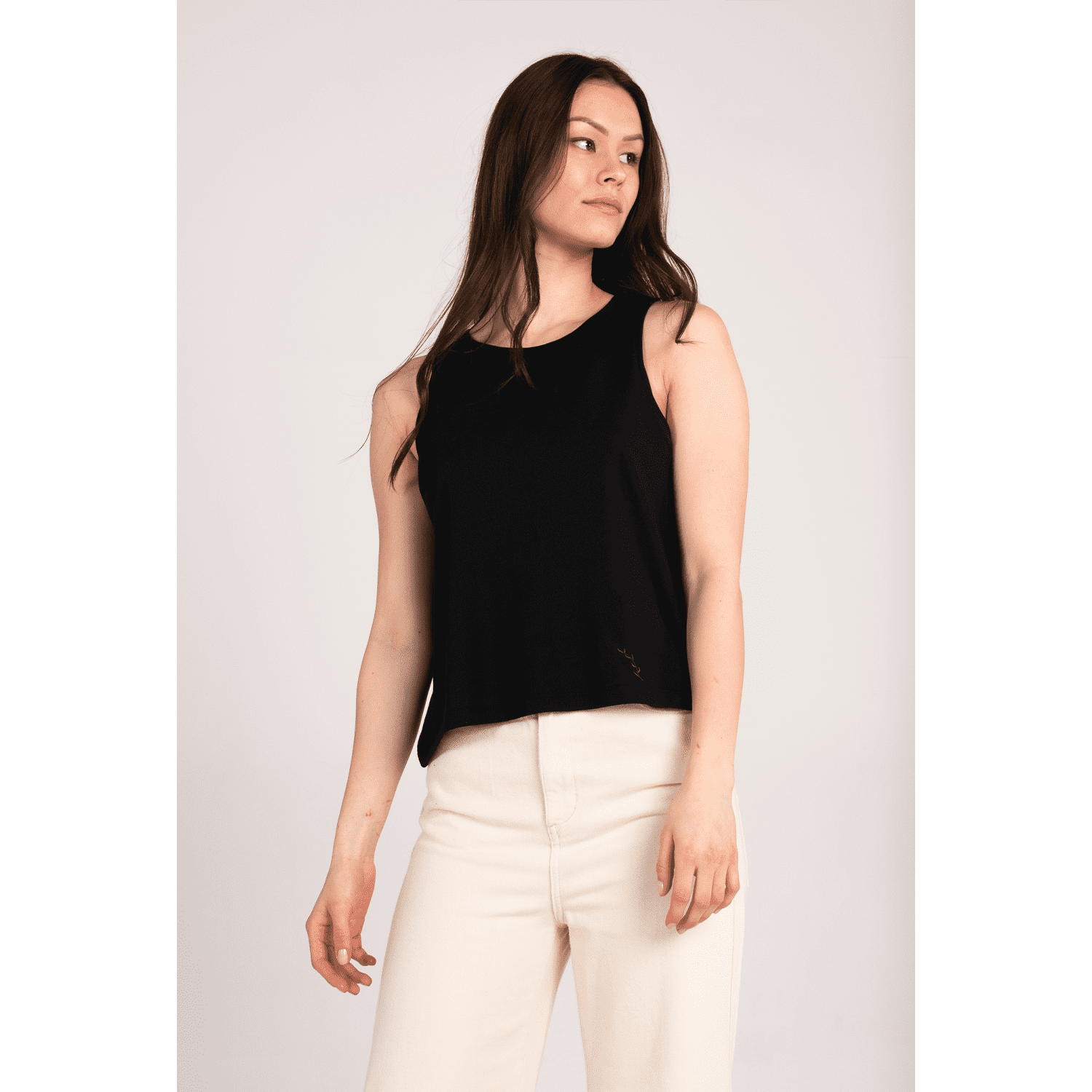 Organic Racer Front Vest Top - Black, This Is Anyo