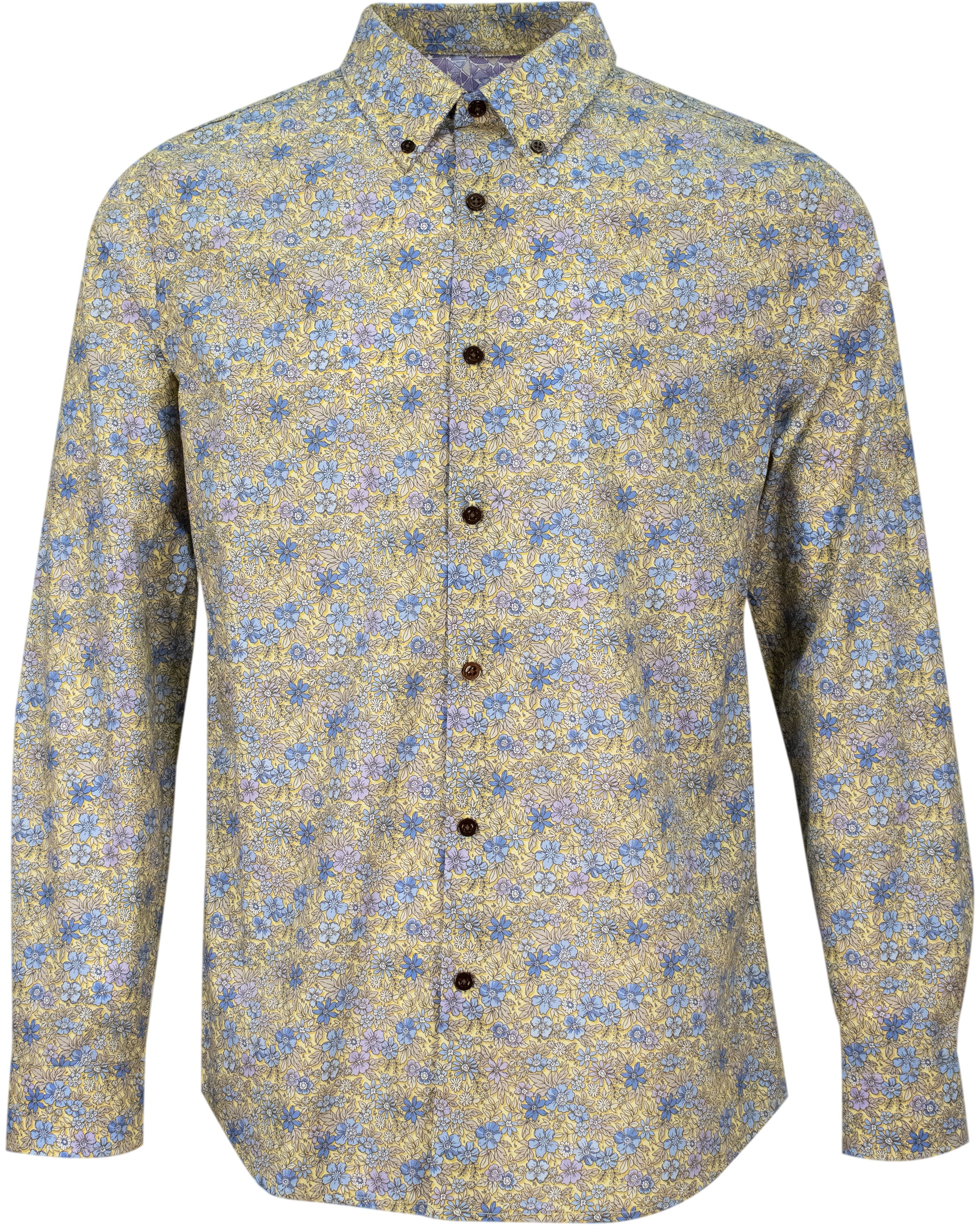 Men’s Yellow / Orange Morris Flower Field Shirt - Shadow Sunshine Medium Lords of Harlech