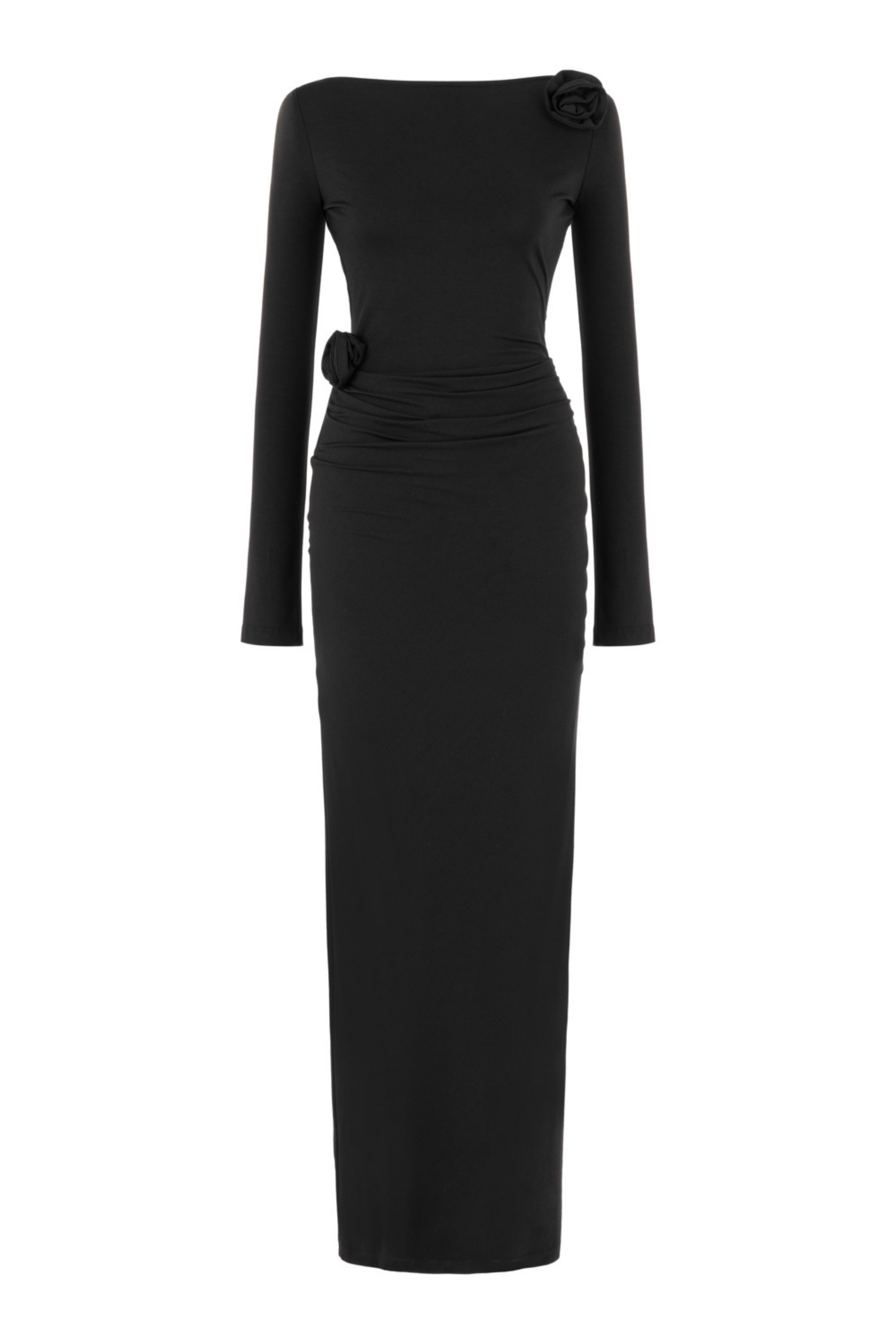 Nocturne Wide Collar Long Dress In Black