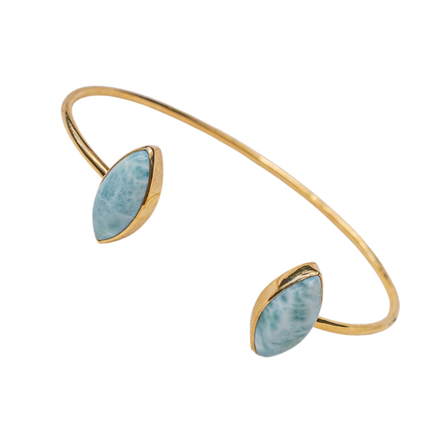 Women’s Gold / Blue Larimar Gold Vermeil Gemstone Cuff Bangle Cantik by Camilla