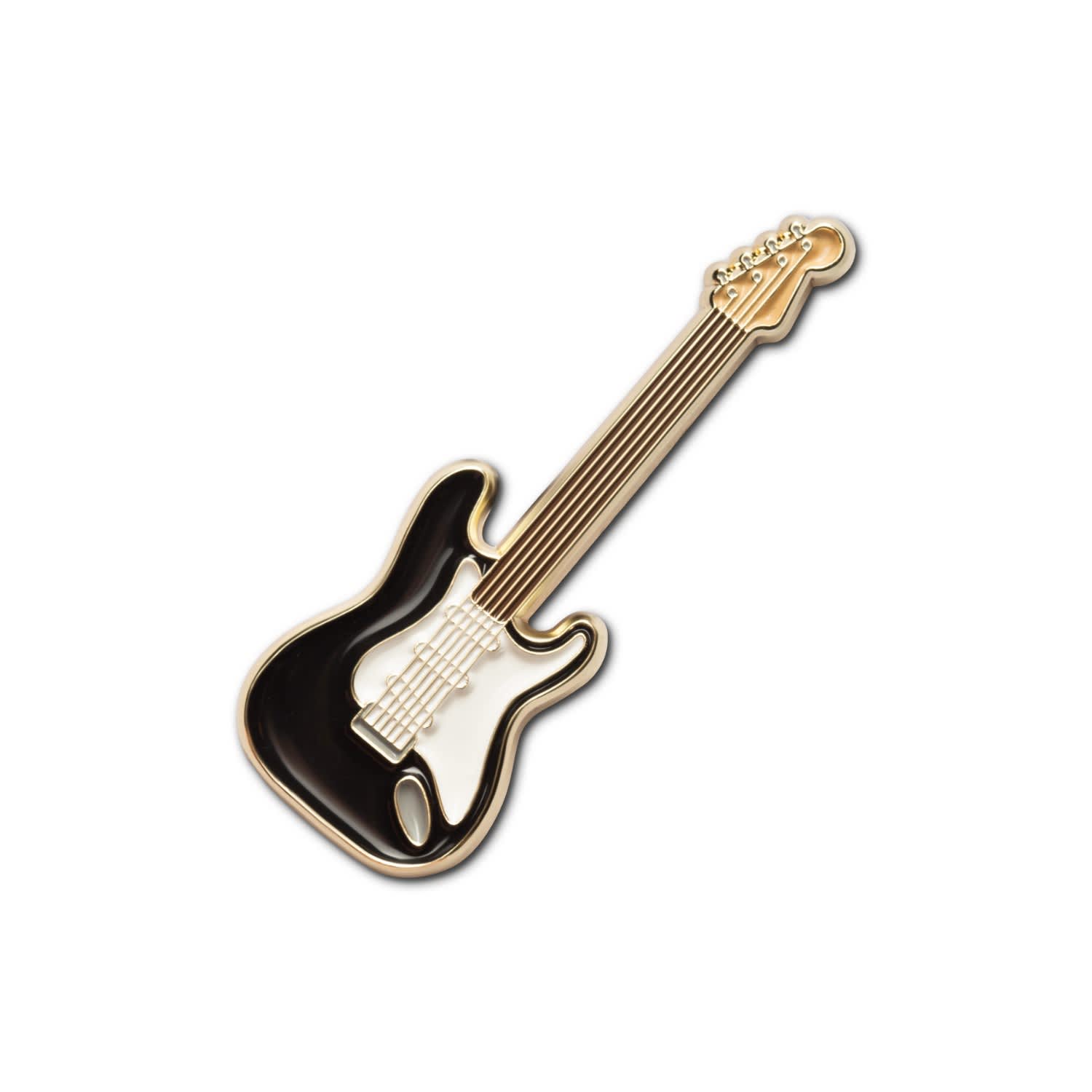 Make Heads Turn Women's Black / Gold Enamel Pin Black Electric Guitar In Multi