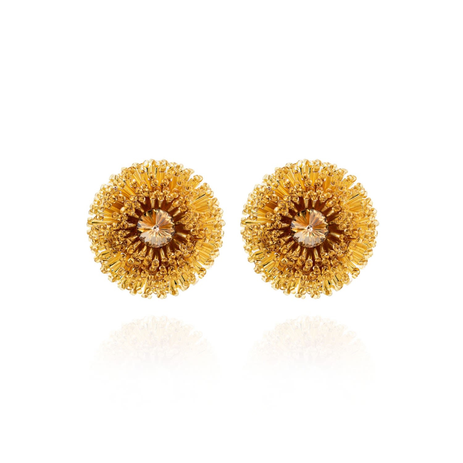 Women’s Gold Chiara Clip On Earrings In Maize Burst Saule Label