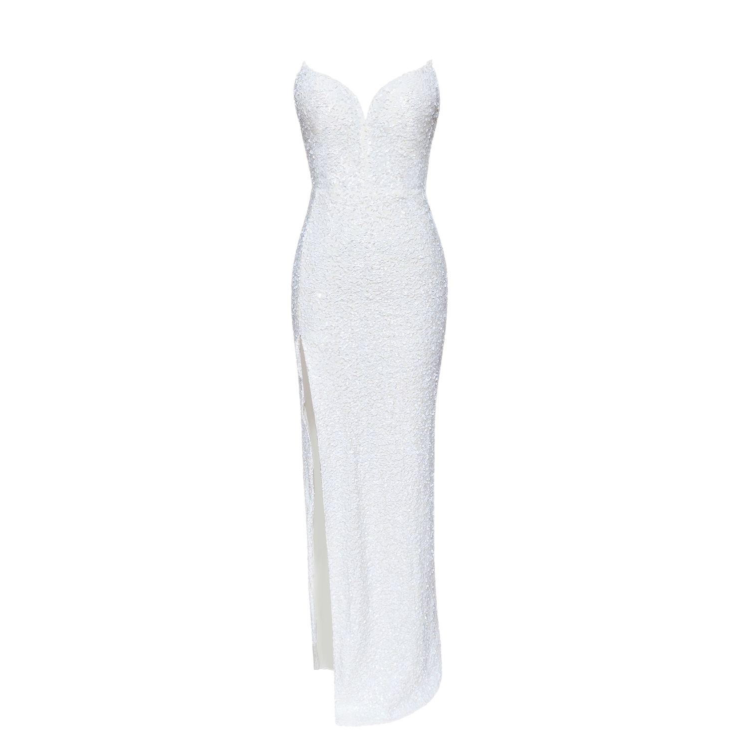 Dita Strapless Sequin Gown- White Moda Glam Wolf Badger - Main Image
