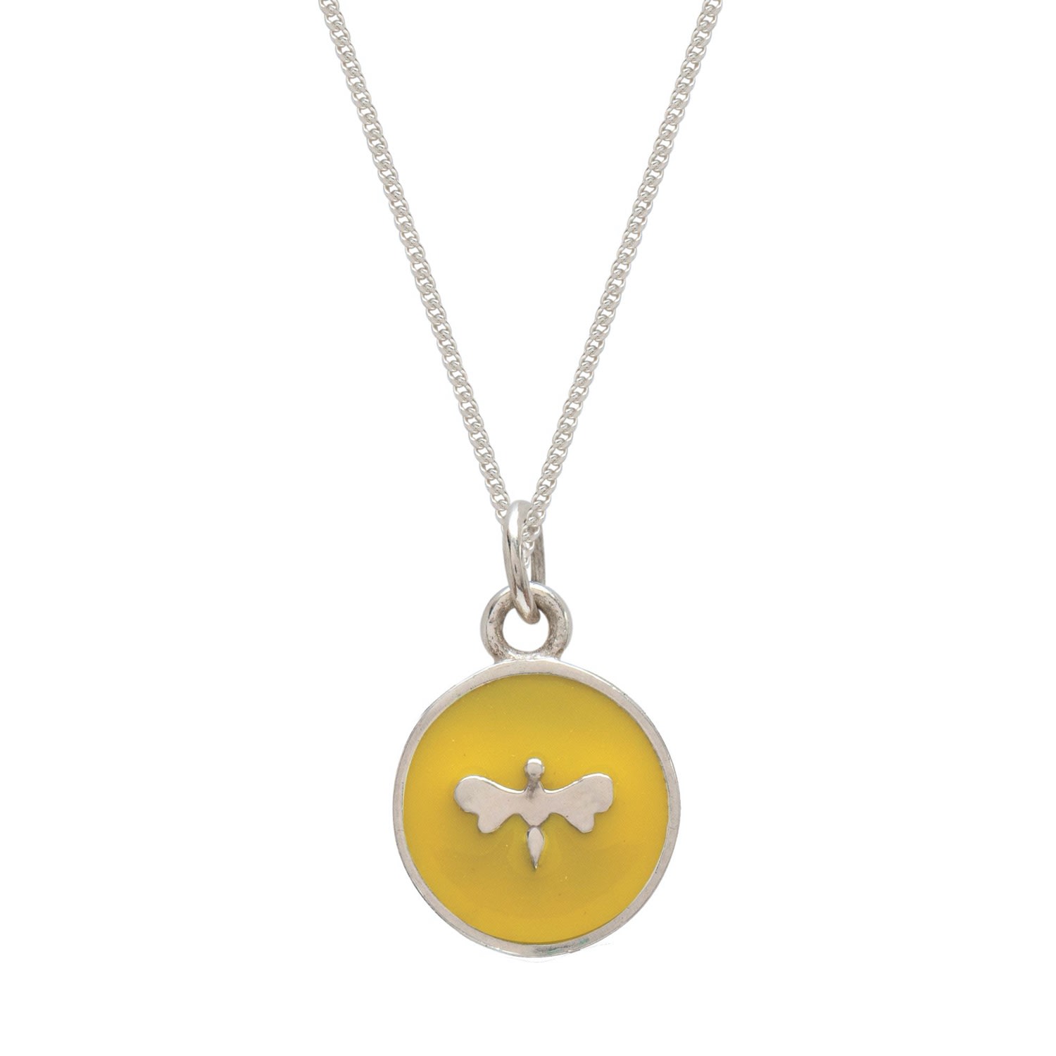 Lime Tree Design Women's Yellow / Orange Small Bee Enamel Necklace Sterling Silver Yellow In Gold