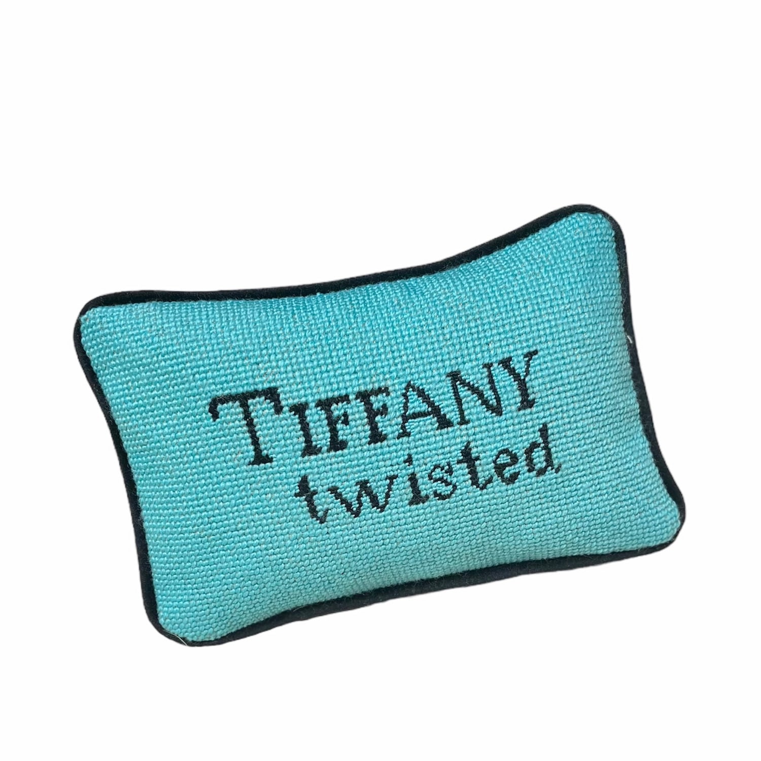 Blue Hand Embroidered Needlepoint "Tiffany Twisted" Original Pillow, One Of A Kind Mommani Threads