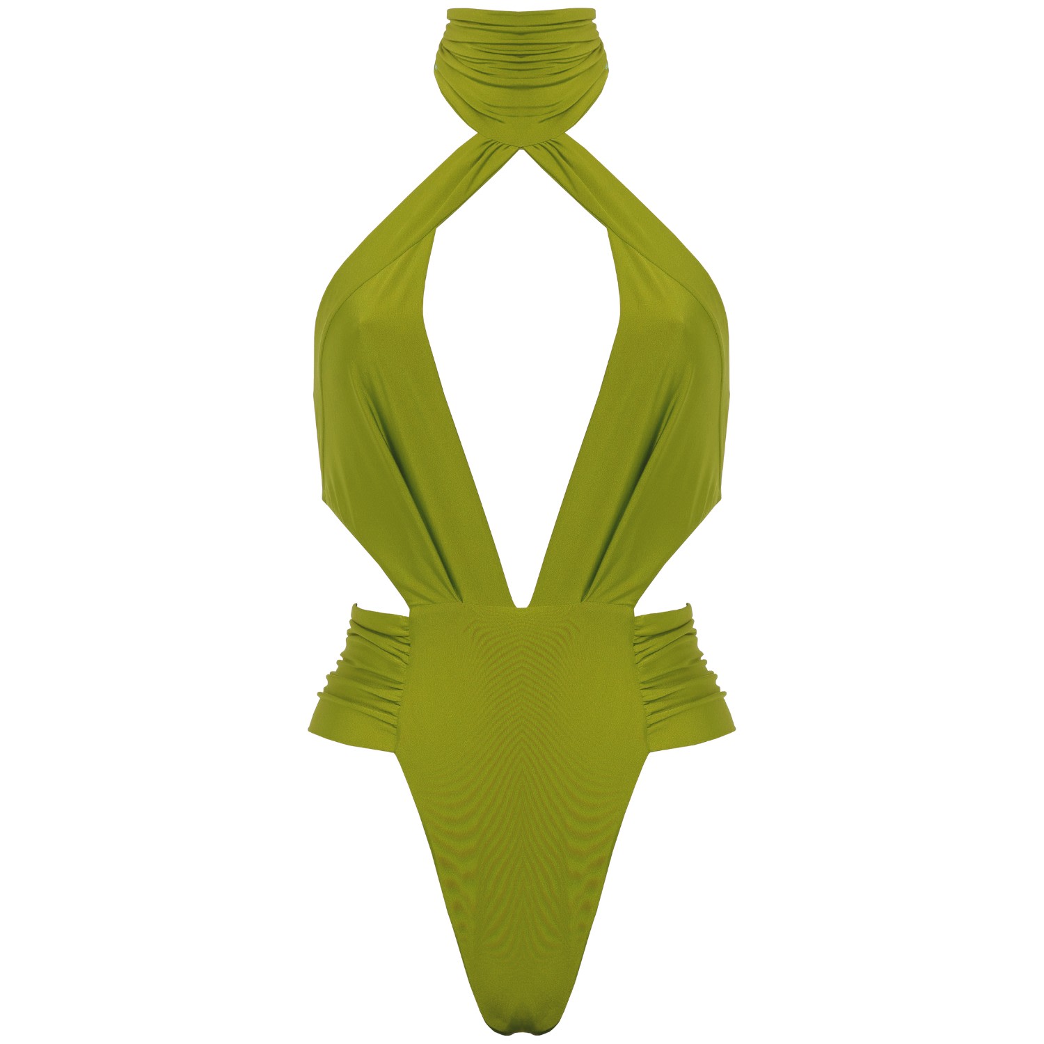 Antoninias Women's Nefretiti Cut-out One-piece Swimwear With Folds In Lime Green