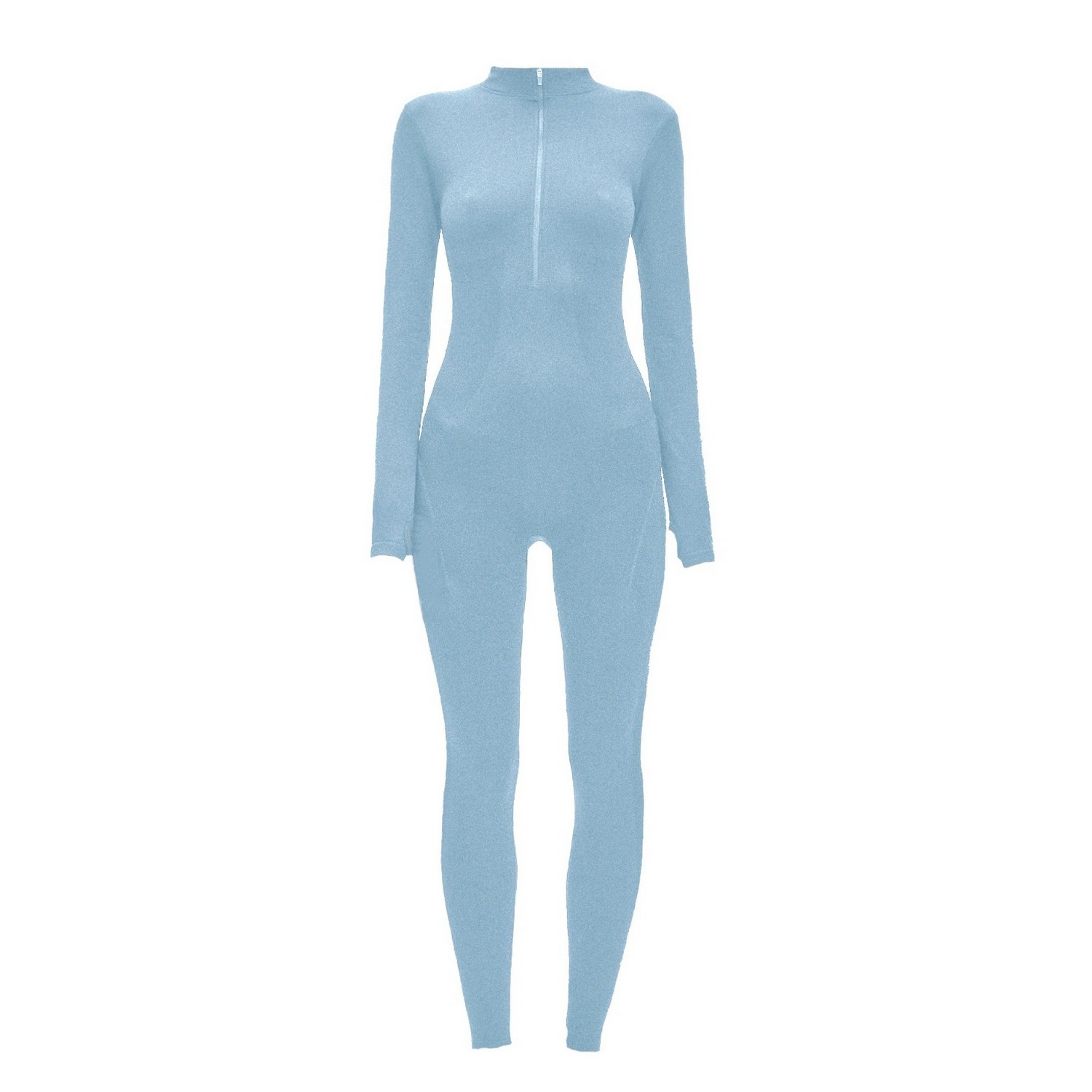 Monosuit Women's Bodysuit Total Zipper Simple Ribbed Blue Back Secret Zipper In Blue