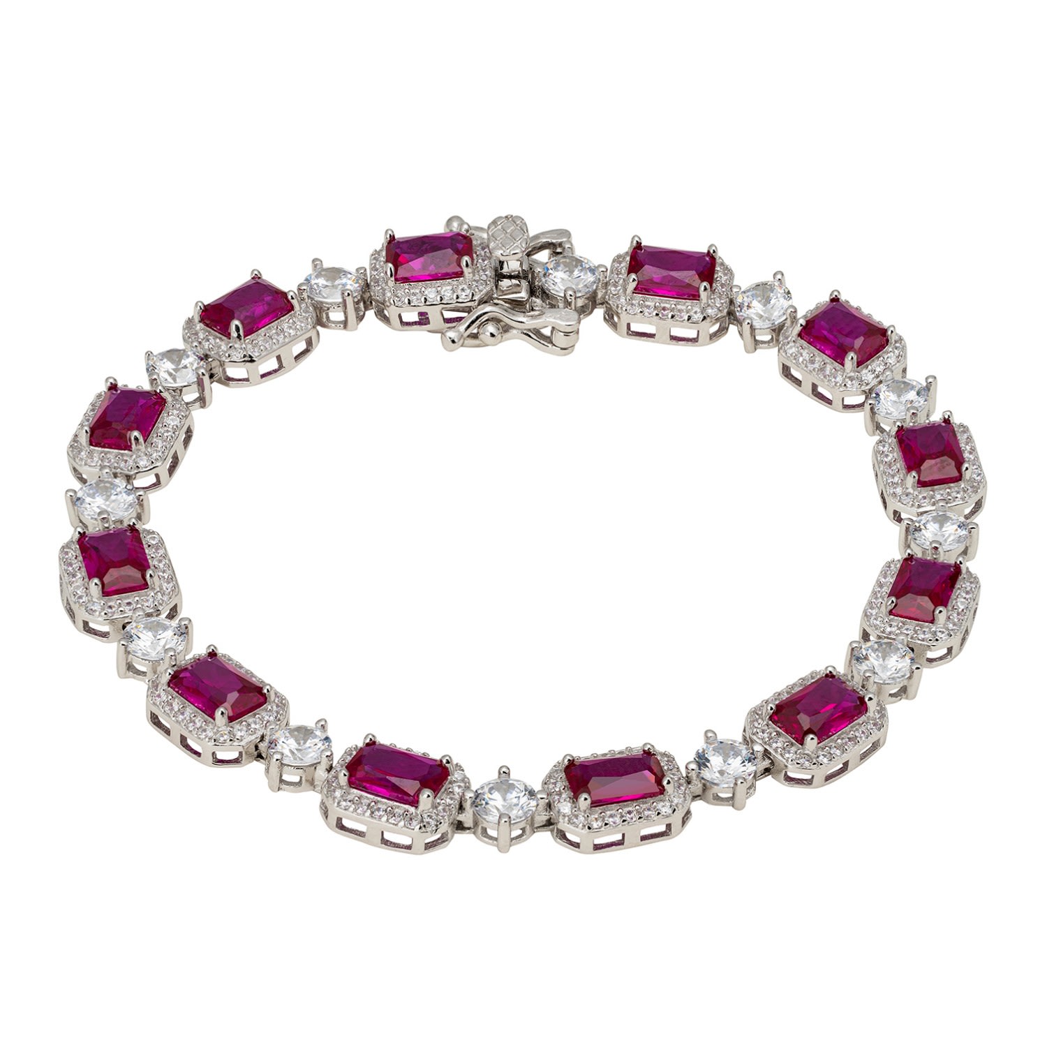 Women’s White / Red / Silver Elena Gemstone Bracelet Ruby Silver Latelita