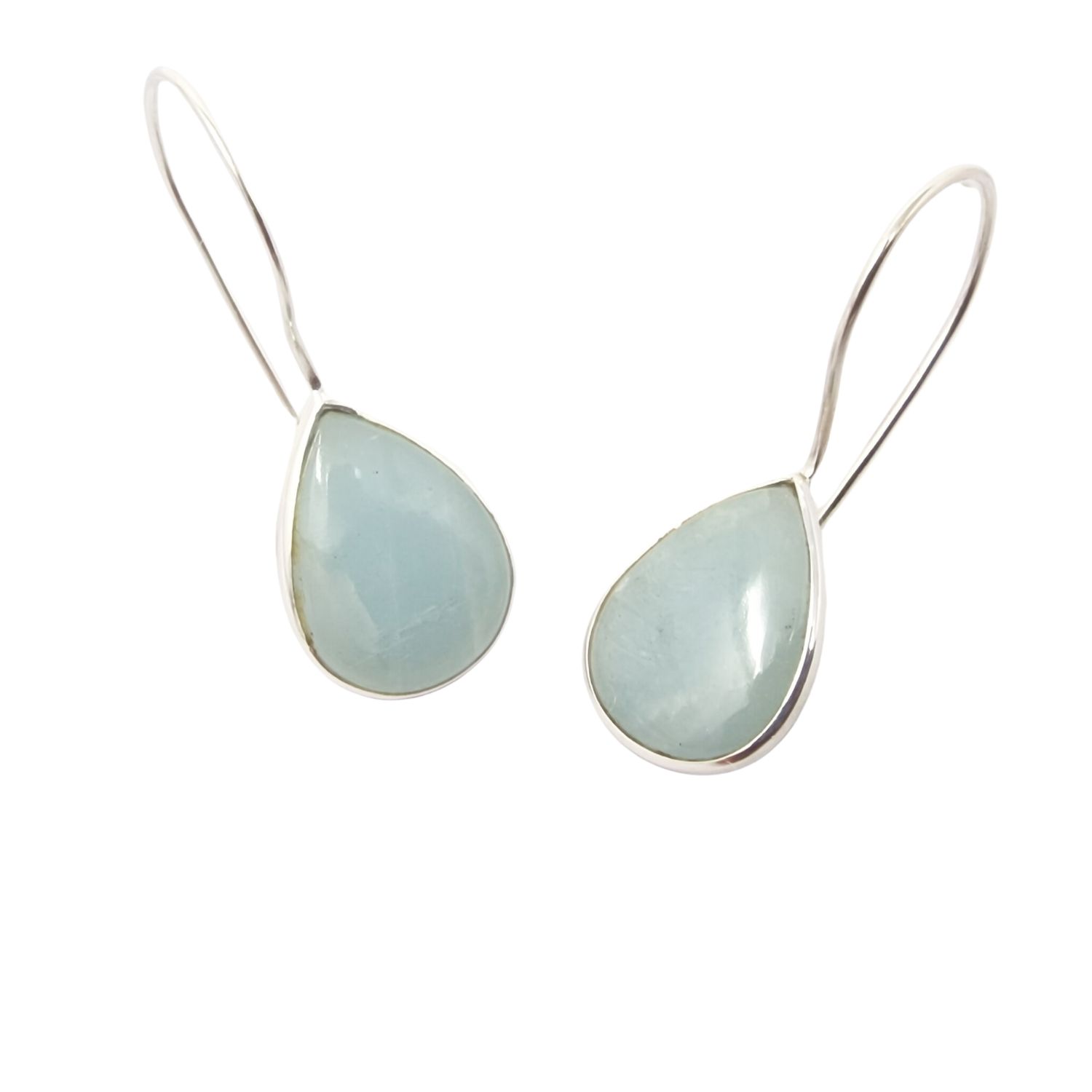 Harfi Women's Blue / Silver Aquamarine March Birthstone Silver Drop Wire Earrings In Multi