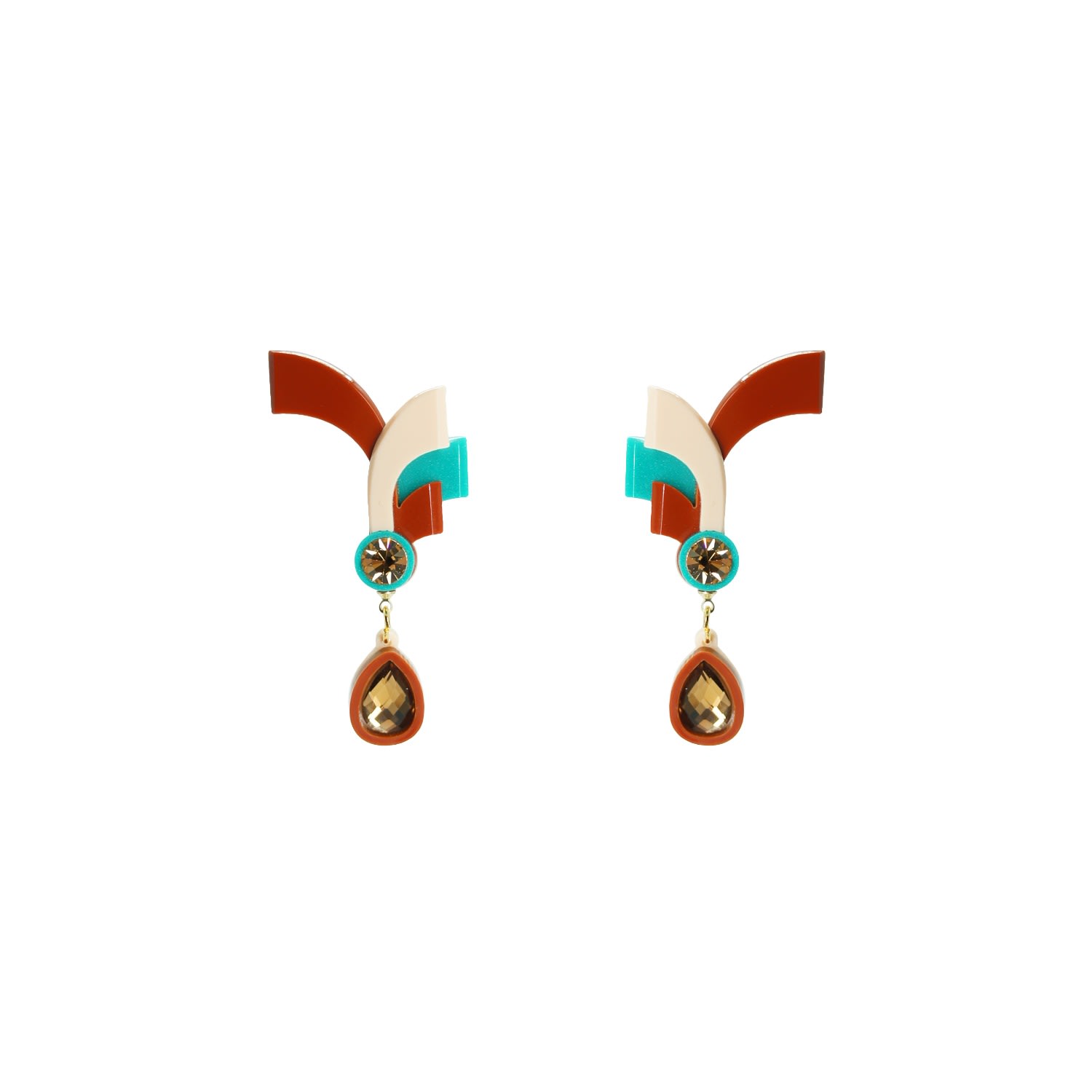 Gissa Bicalho Women's Acrylic Handmade Earring Crest Cinnamon In Multi