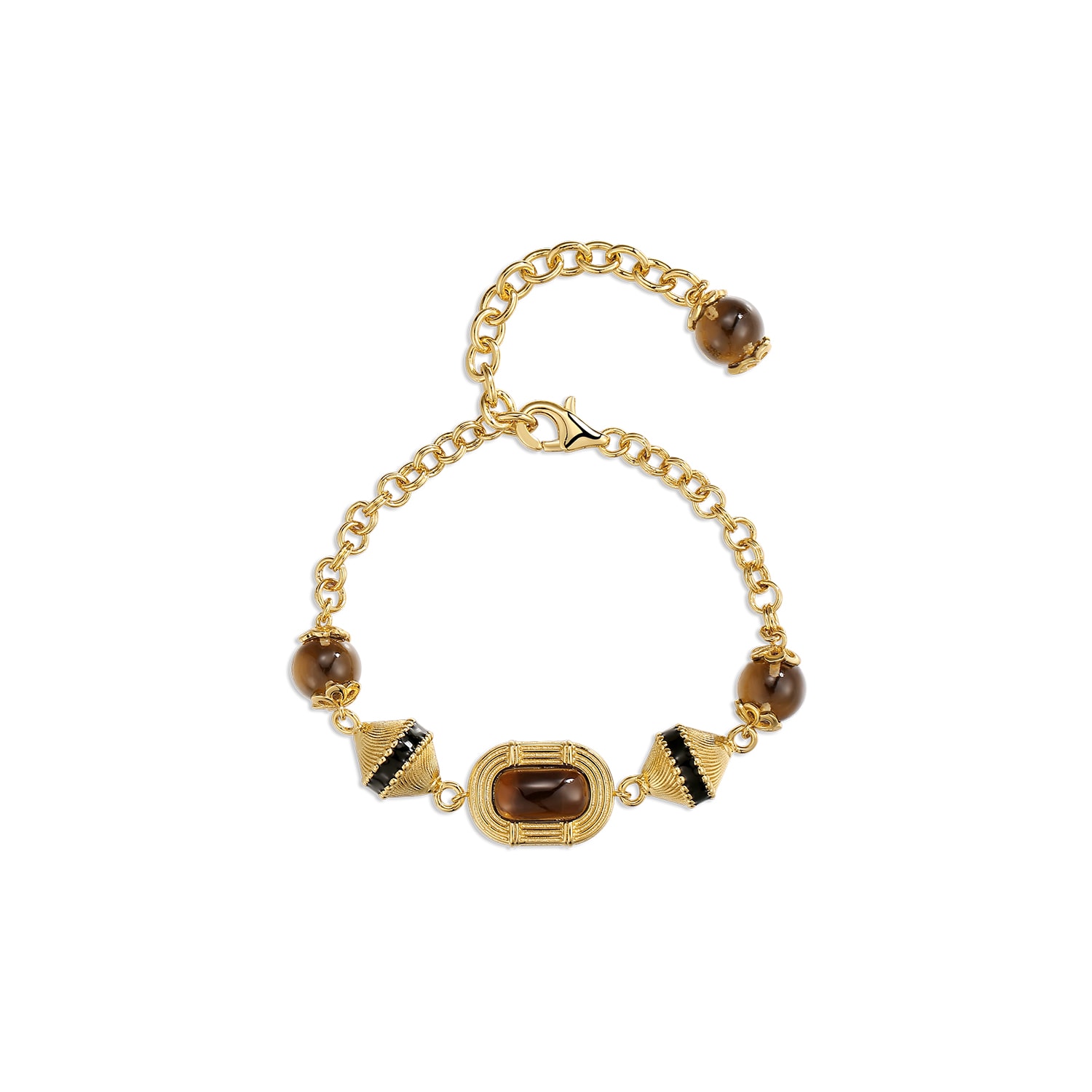 Retro Chic Women's Brown / Gold Roman Night Bracelet In Multi