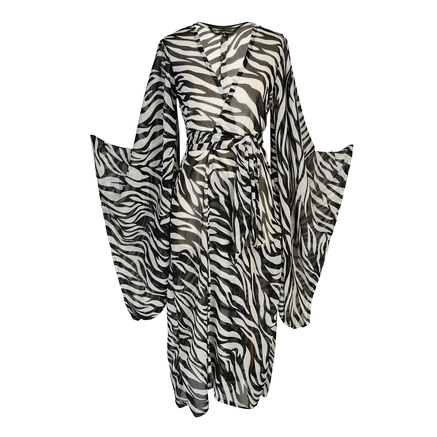 Jennafer Grace Women's Black / White Zebra Queen Kimono In Black/white