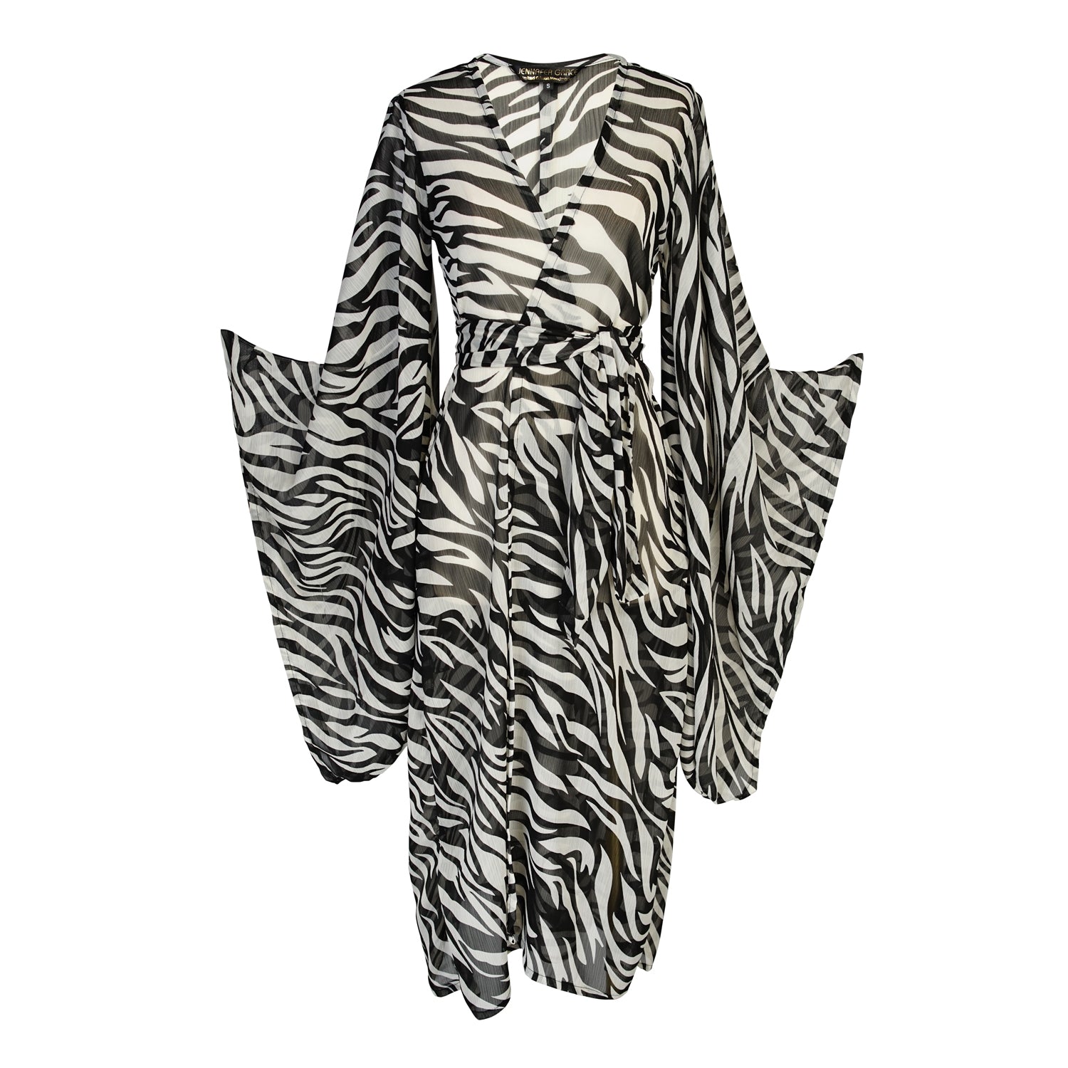 Women’s Black / White Zebra Queen Kimono Medium Jennafer Grace