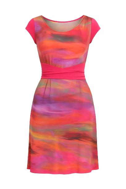Women's Red Print Tie Waist Dress | Medium | Conquista