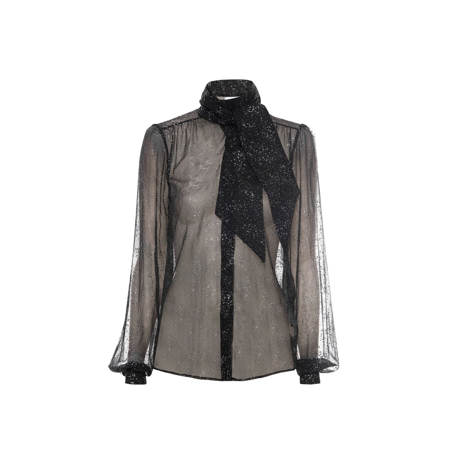 Women’s Silk Glitter Blouse In Black Xxs Epuzer