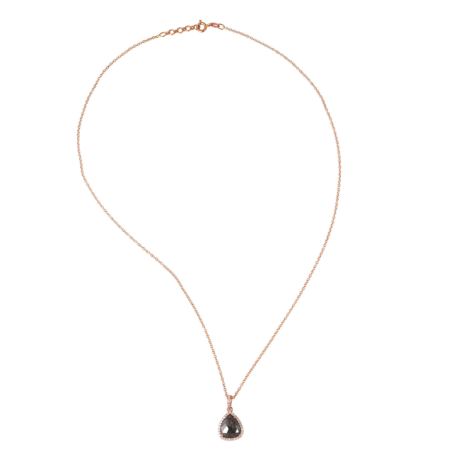 Artisan Women's Pink / Brown / White 18k Rose Gold Princess Chain Necklace With Pear Ice Diamond In Gold
