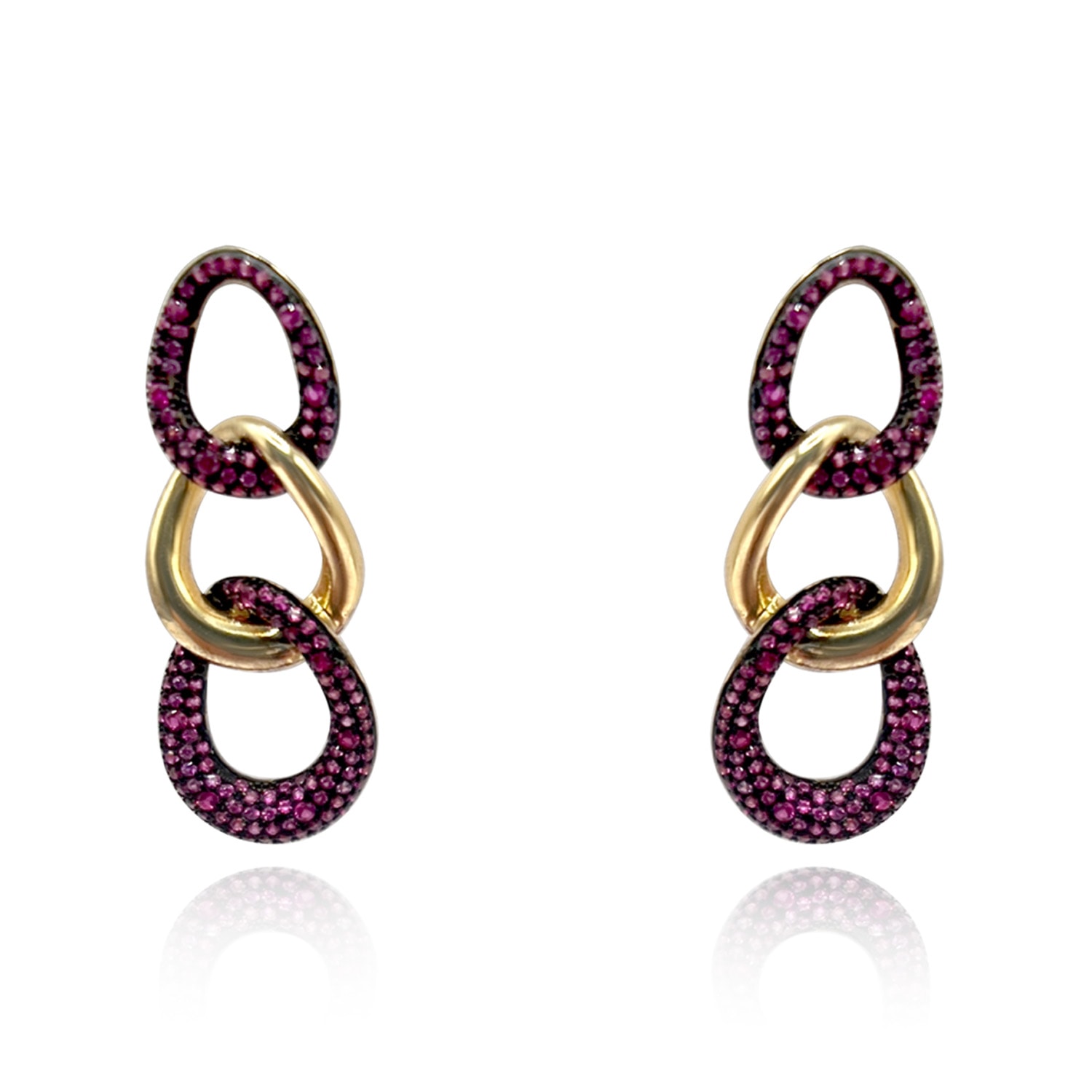 Michael Nash Jewelry Women's Red Sterling Silver Vermeil Earrings With Ruby Cubic Zirconium In Red
