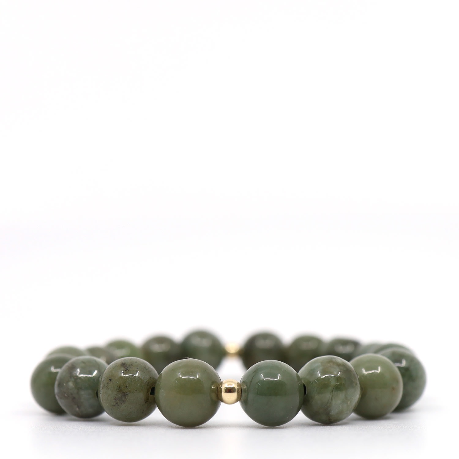 Shar Oke Men's Gold / Green Myanmar Burma Jade & 14k Solid Gold Bracelet In Multi