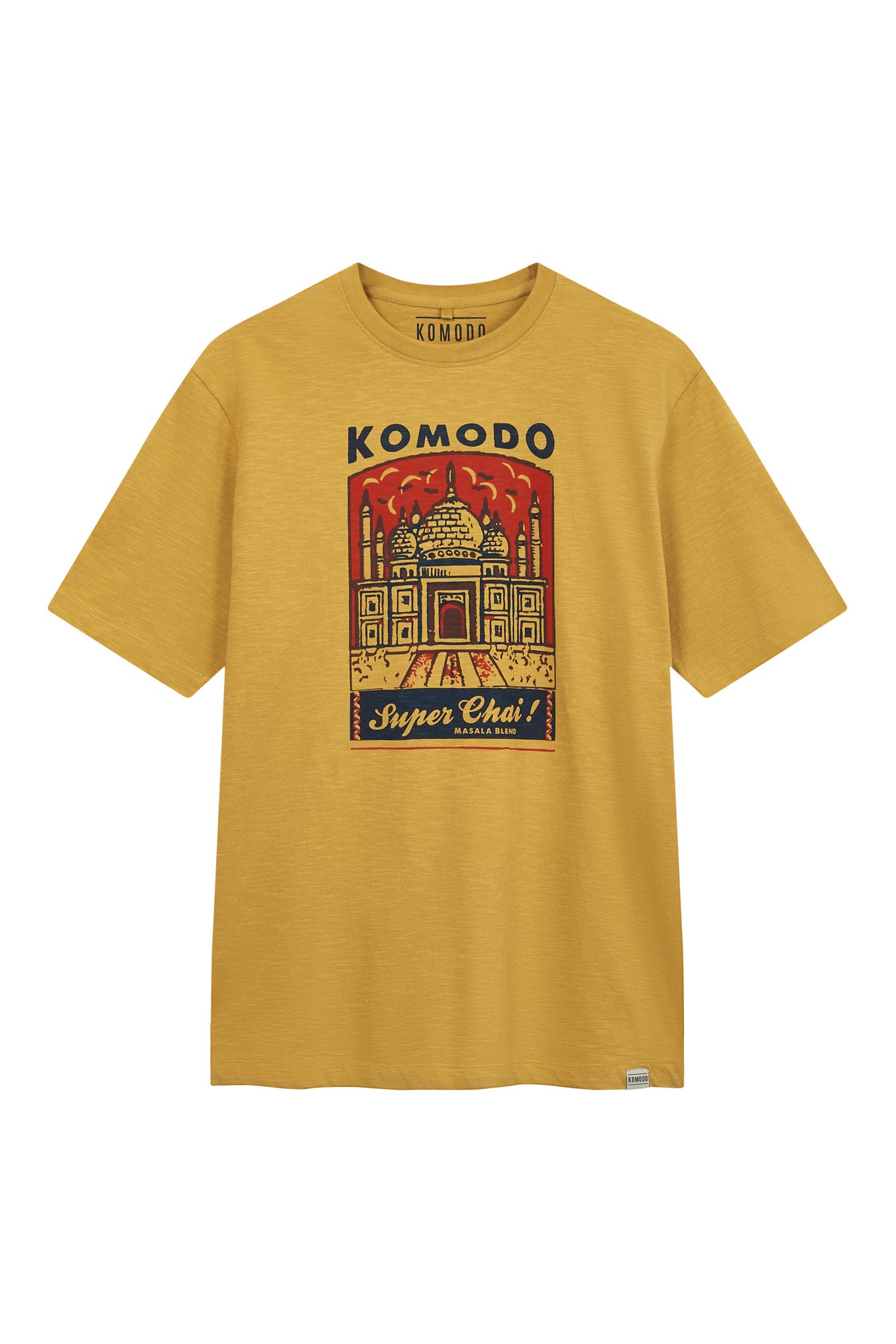Yellow / Orange Super Chai Mens Gots Organic Cotton Tee - Honey Large Komodo