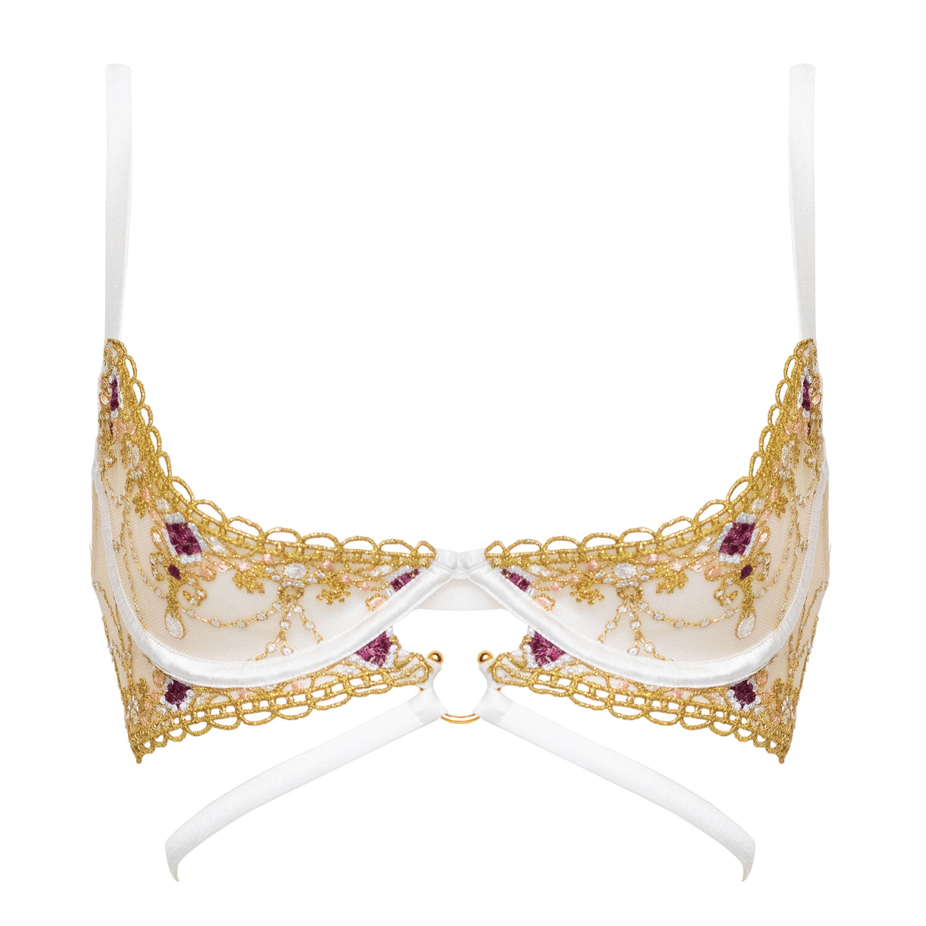 Matilda Harness Quarter Cup Bra In Ivory by Studio Pia