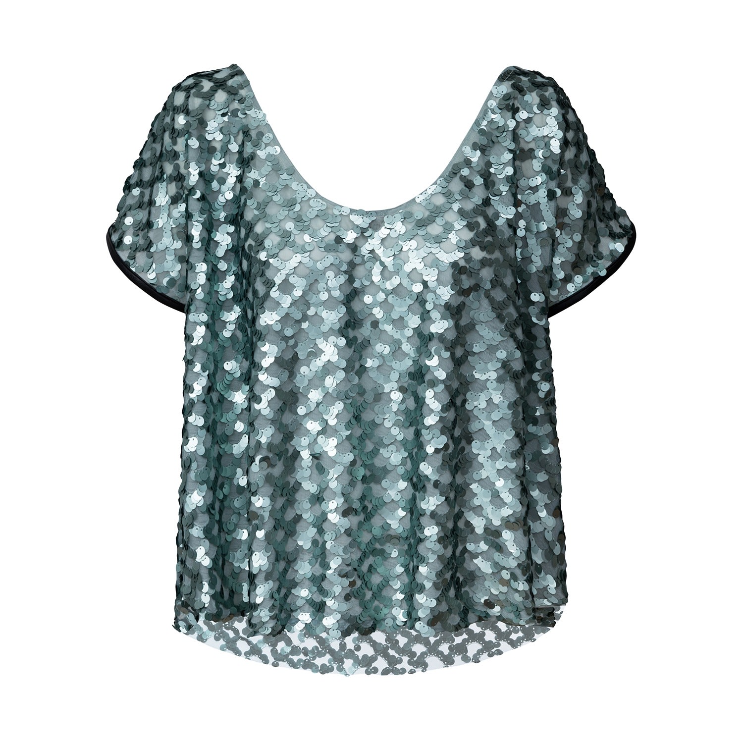 Women’s Green Sequin Shirt One Size La Femme Mimi