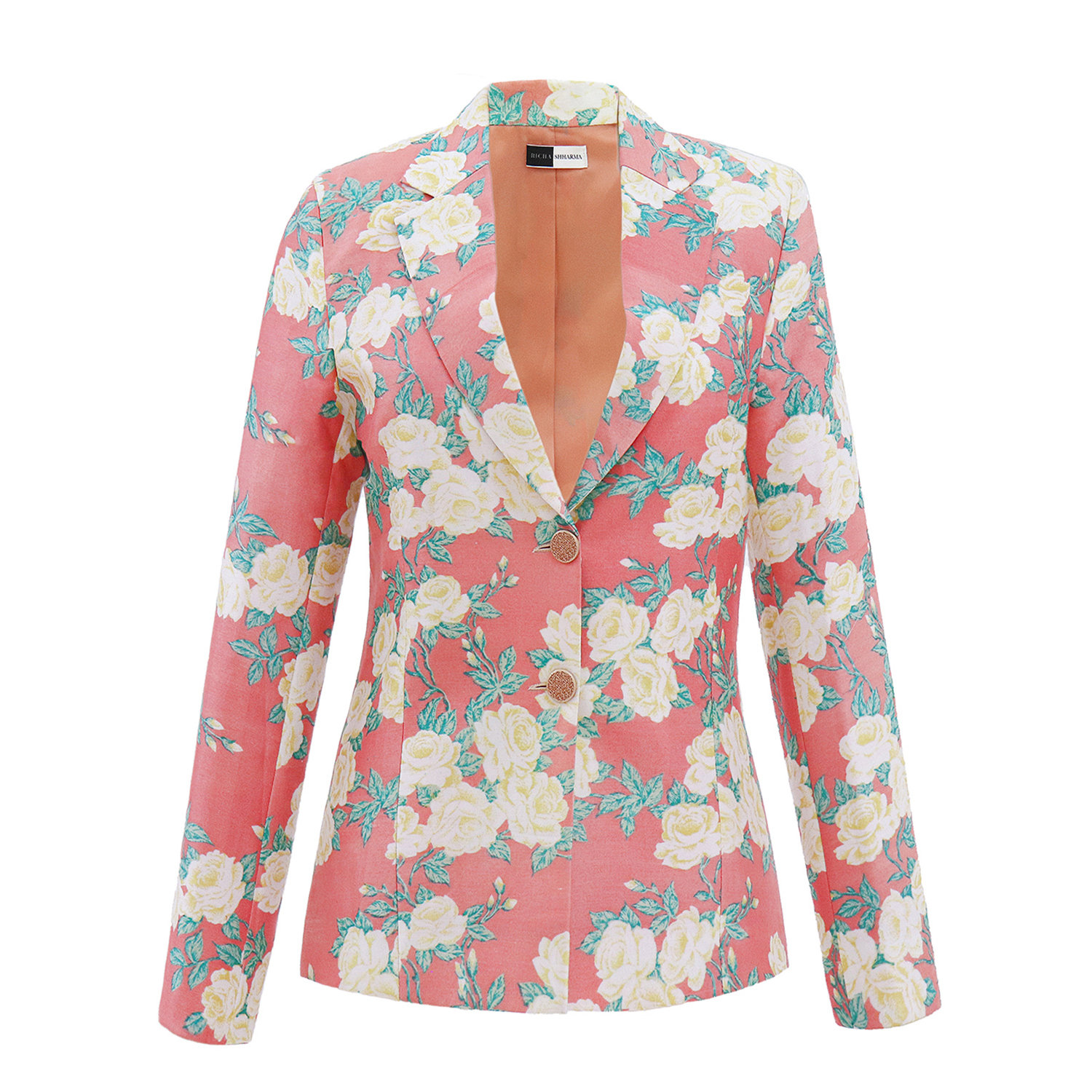 Women’s Pink / Purple Structured Silk Floral Bloom Printed Blazer In Pink Small Richa Sharma