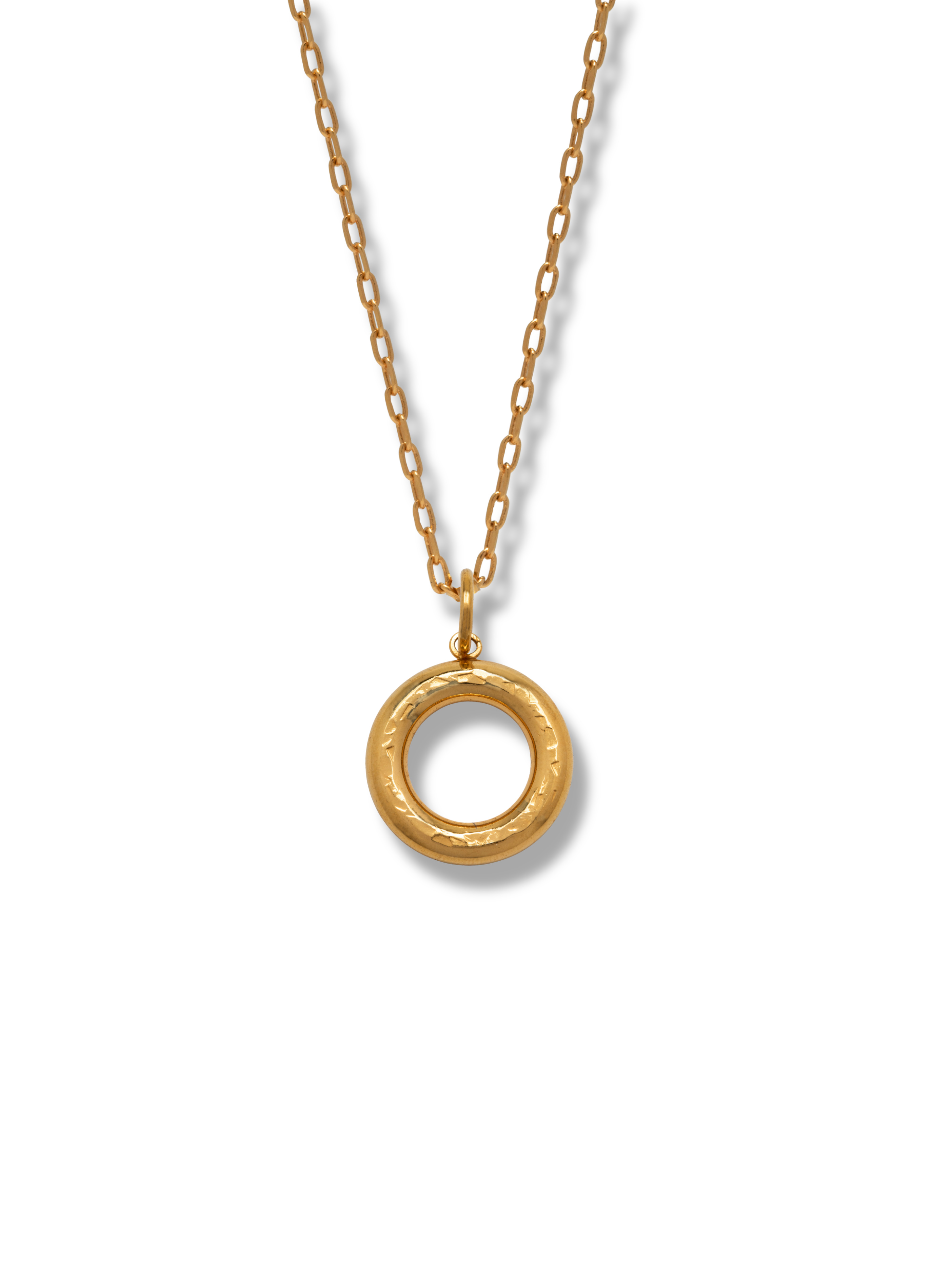 Jaredjamin Men's Gold / Silver Gold Hammered Doughnut Pendant Necklace