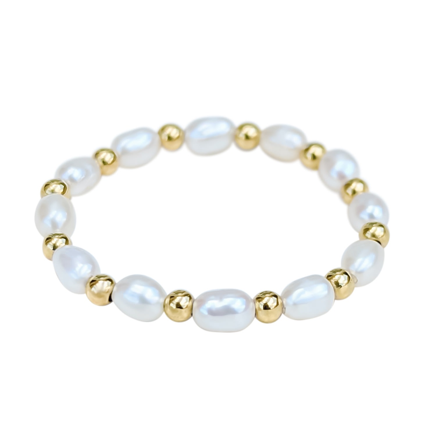 Women’s Pearl And Gold Bead Ring Kiri & Belle