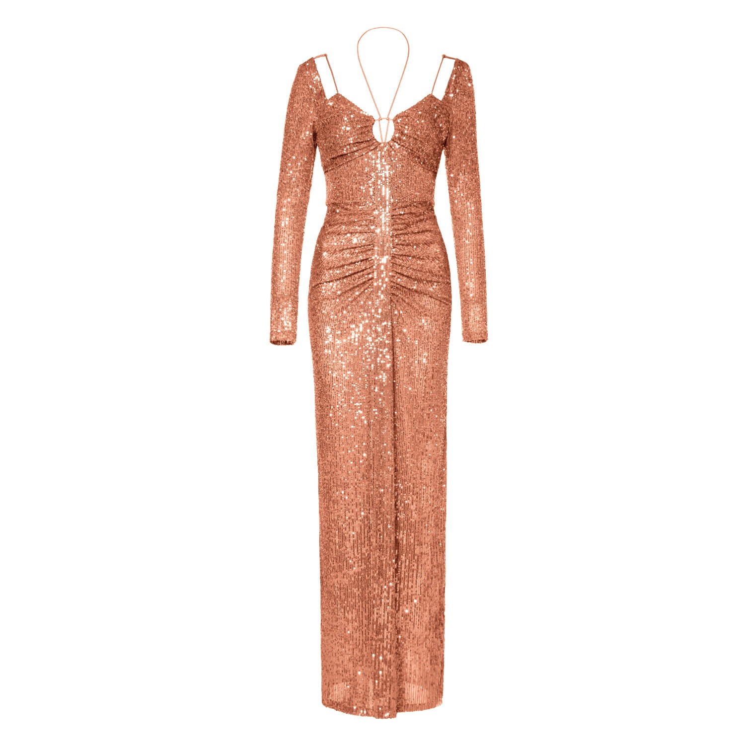 Dianna Apricot Brandy Sequin Cocktail Dress AGGI by HALEWSKI