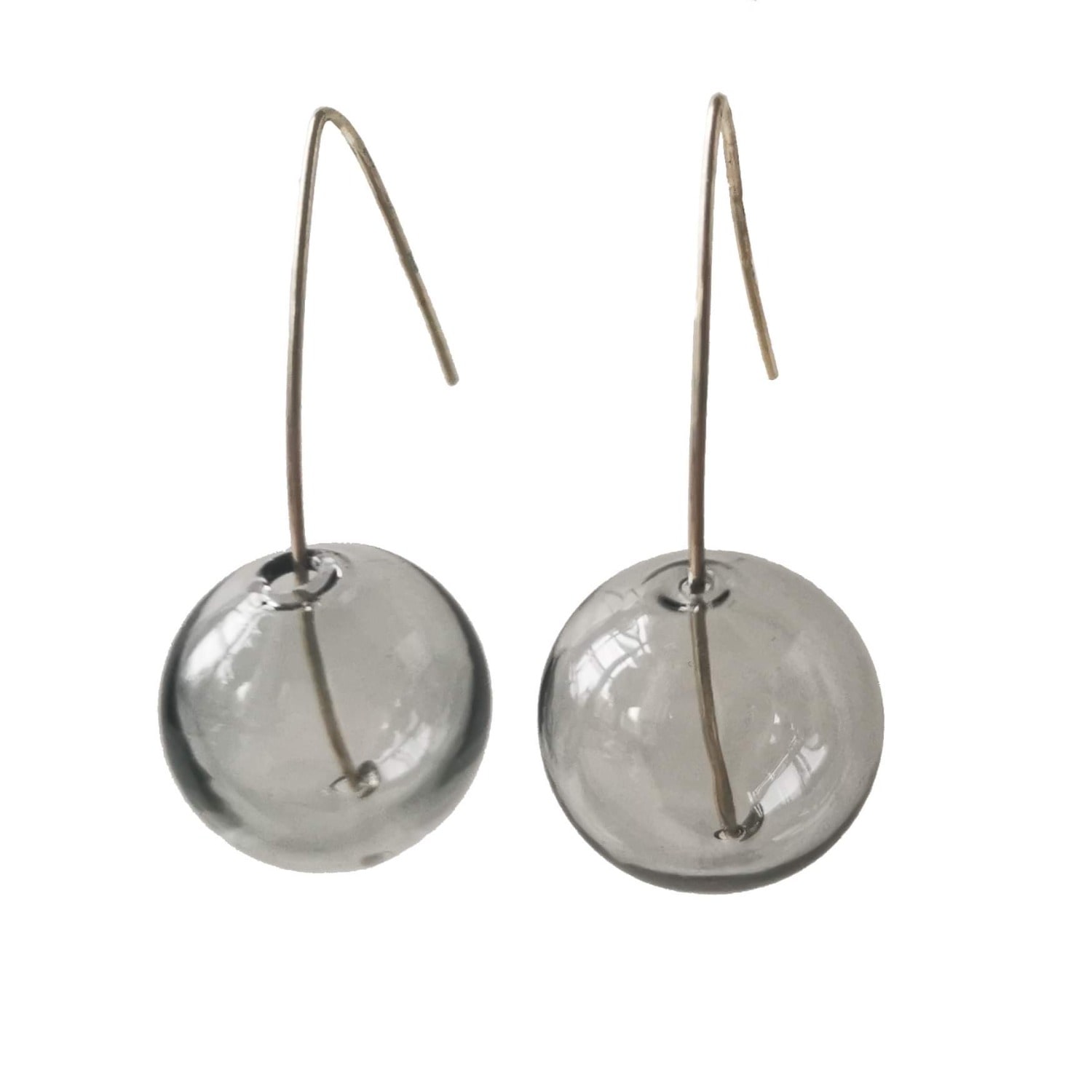 Laura Daili Women's Grey / Silver Rainy Summer Sky Glass Earrings In Gray