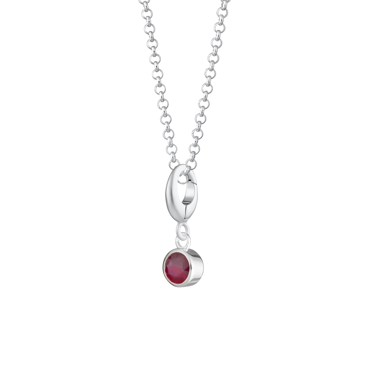 Lily Charmed Women's Sterling Silver July Birthstone Charm Necklace - Ruby