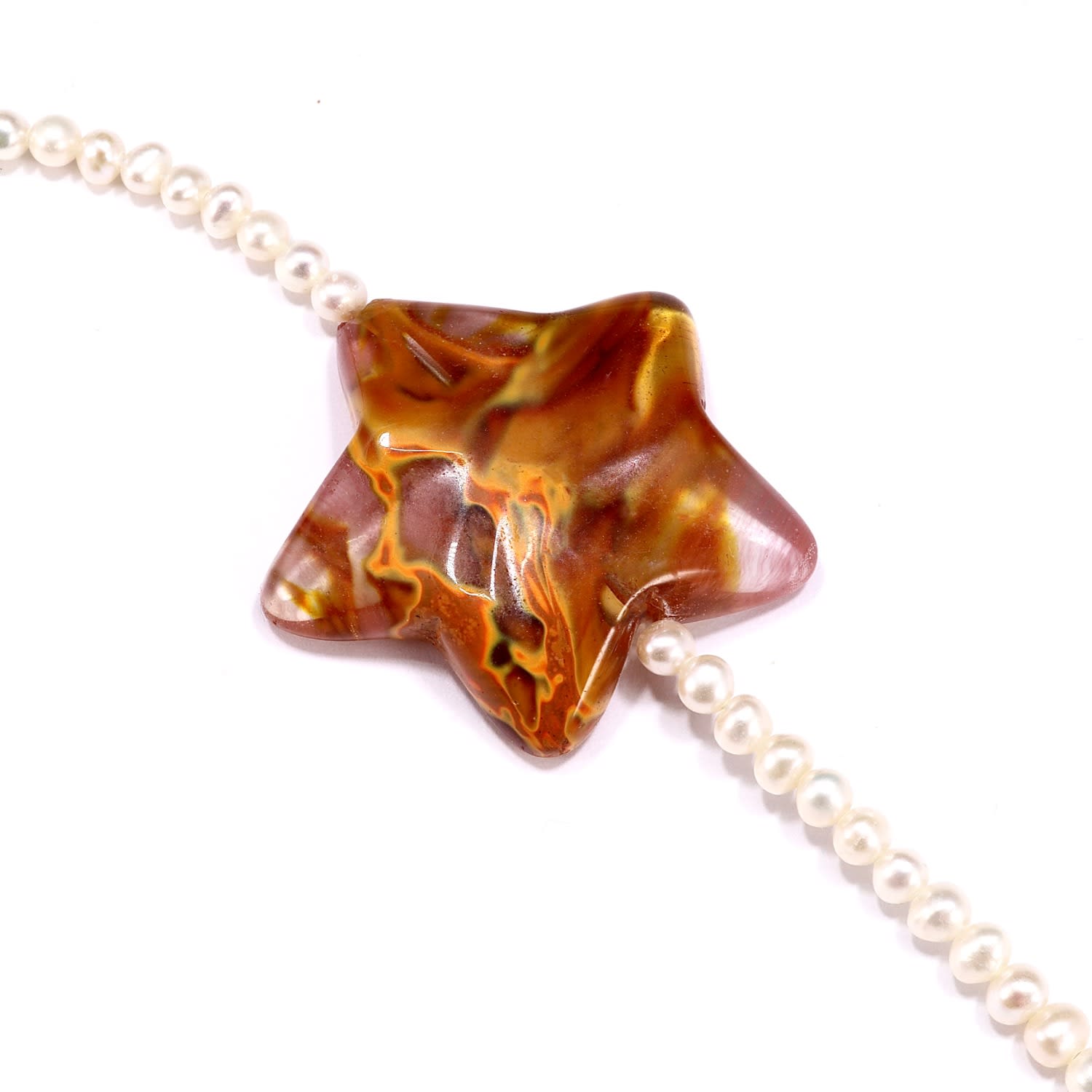 Mineralgems ✩ Studio Women's Brown / Orange / White Mini Pearl Choker With Obsidian Star