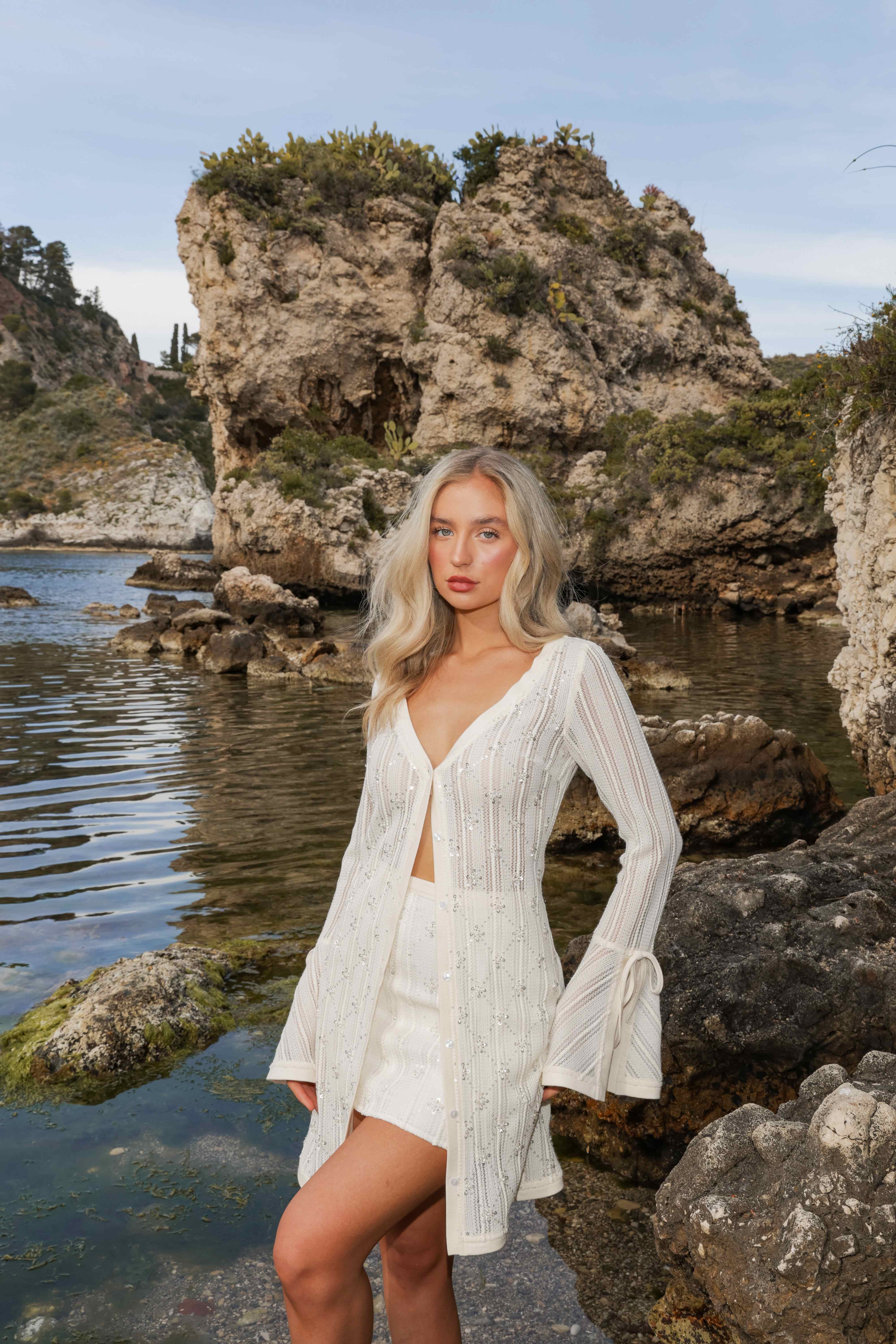 lucia lace embellished mini dress Lovers and Friends Lucia Mini Dress in White