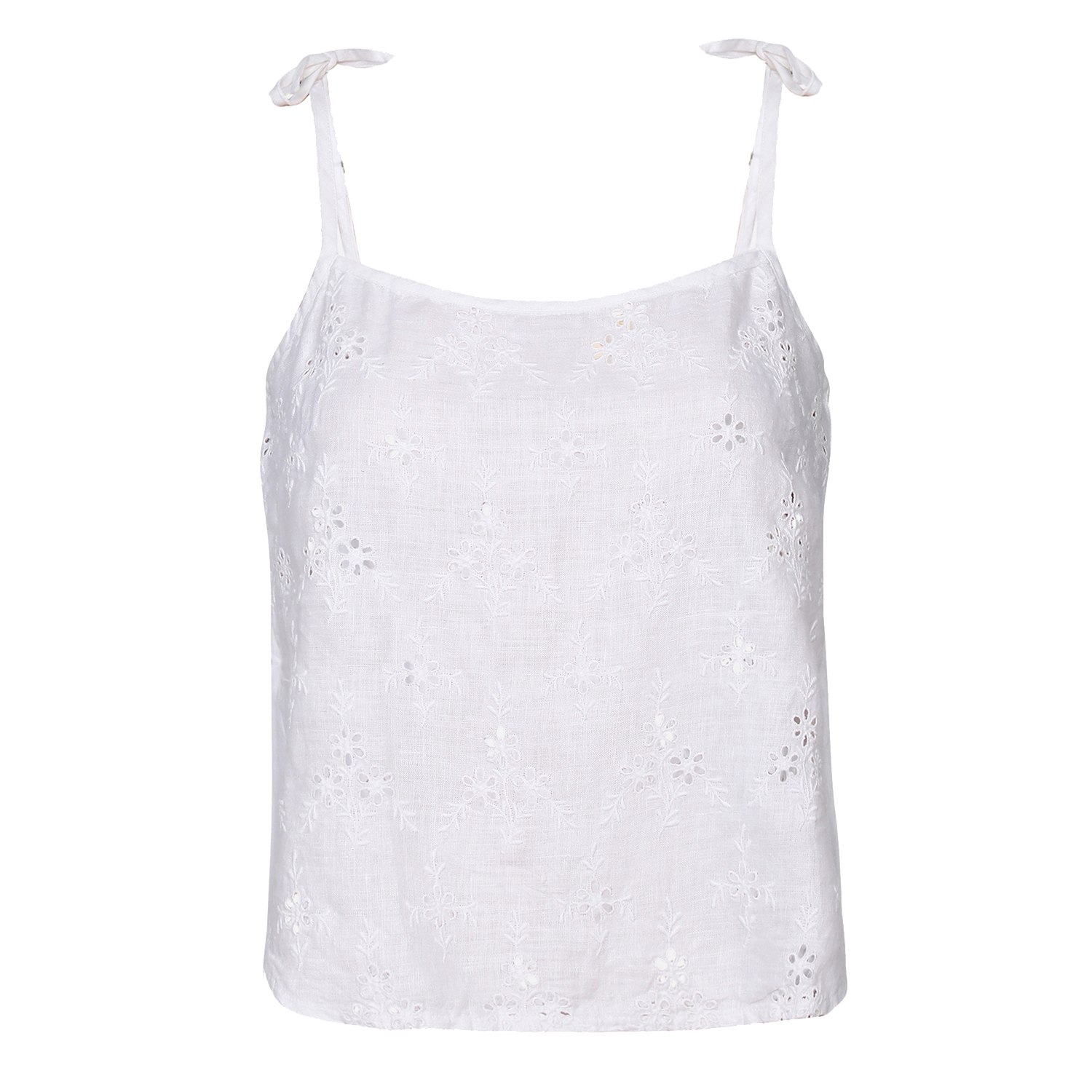 Reistor Women's Tie-up Camisole White Hemp Top In White