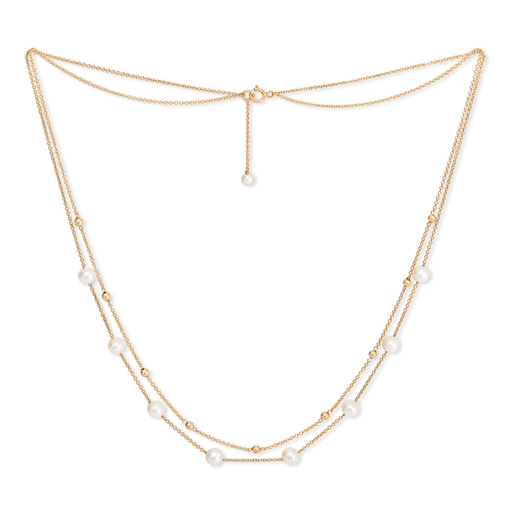 Women’s Gold / White Credo Fine Double Chain Necklace With Cultured Freshwater Pearls Pearls of the Orient Online