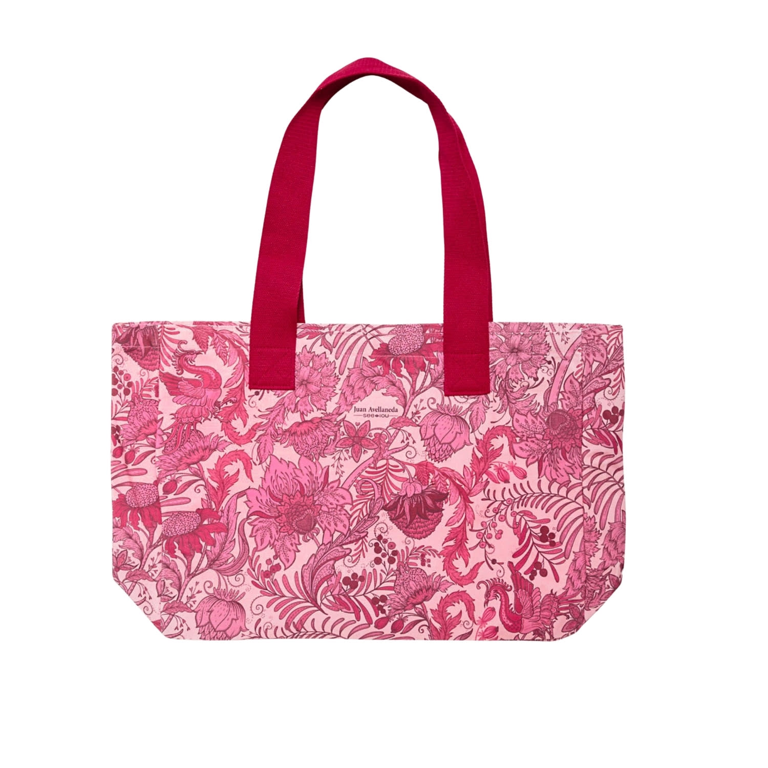 Juan Avellaneda X Seeiou Women's Tote Bag With Iconic  Print In Pink