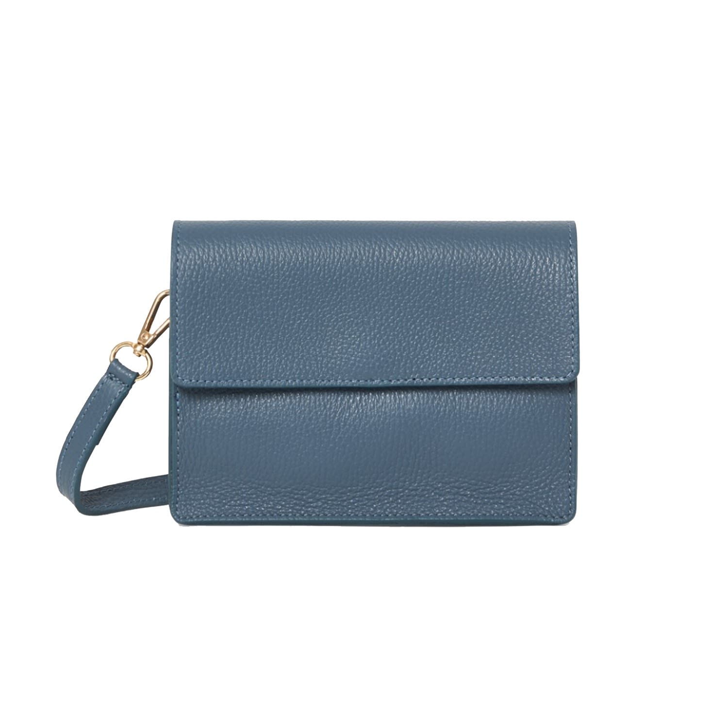 Women’s Anzio Clutch Bag With Leather Strap In Denim Blue One Size Betsy & Floss