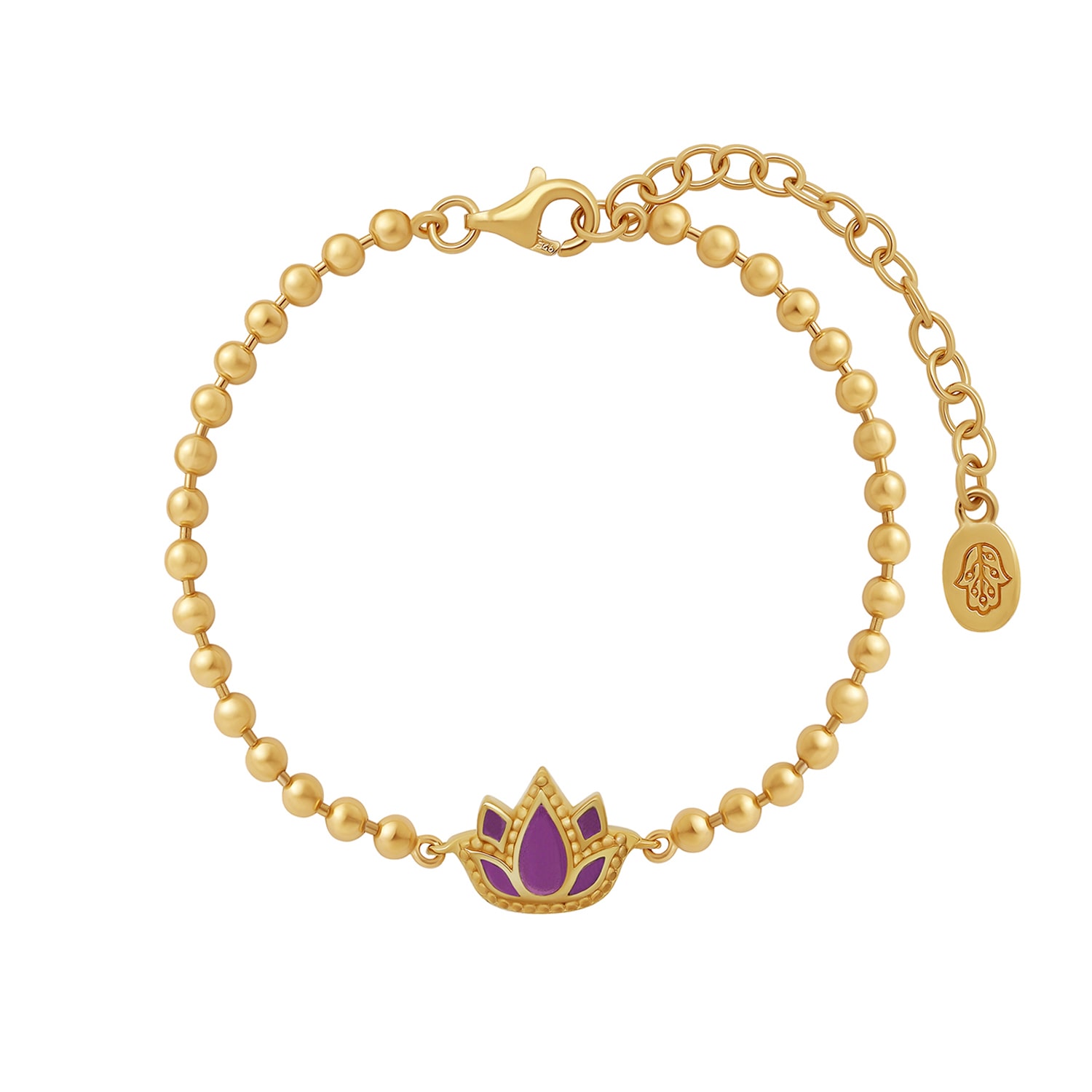 Karma And Luck Women's Inner Bloom Amethyst Lotus Gold Bracelet