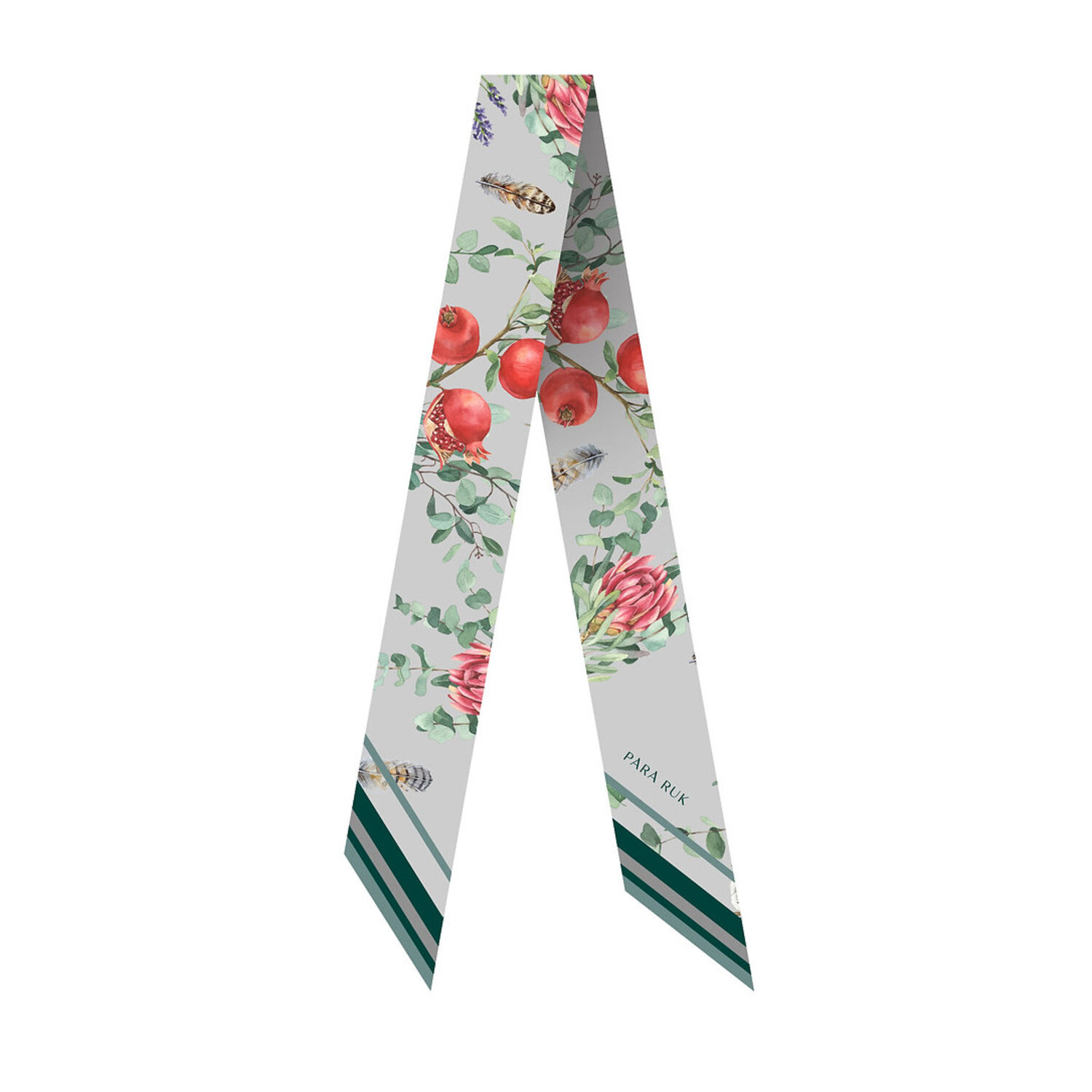 Para Ruk Women's Green / Red Garnet Silk Twill Scarf In Multi
